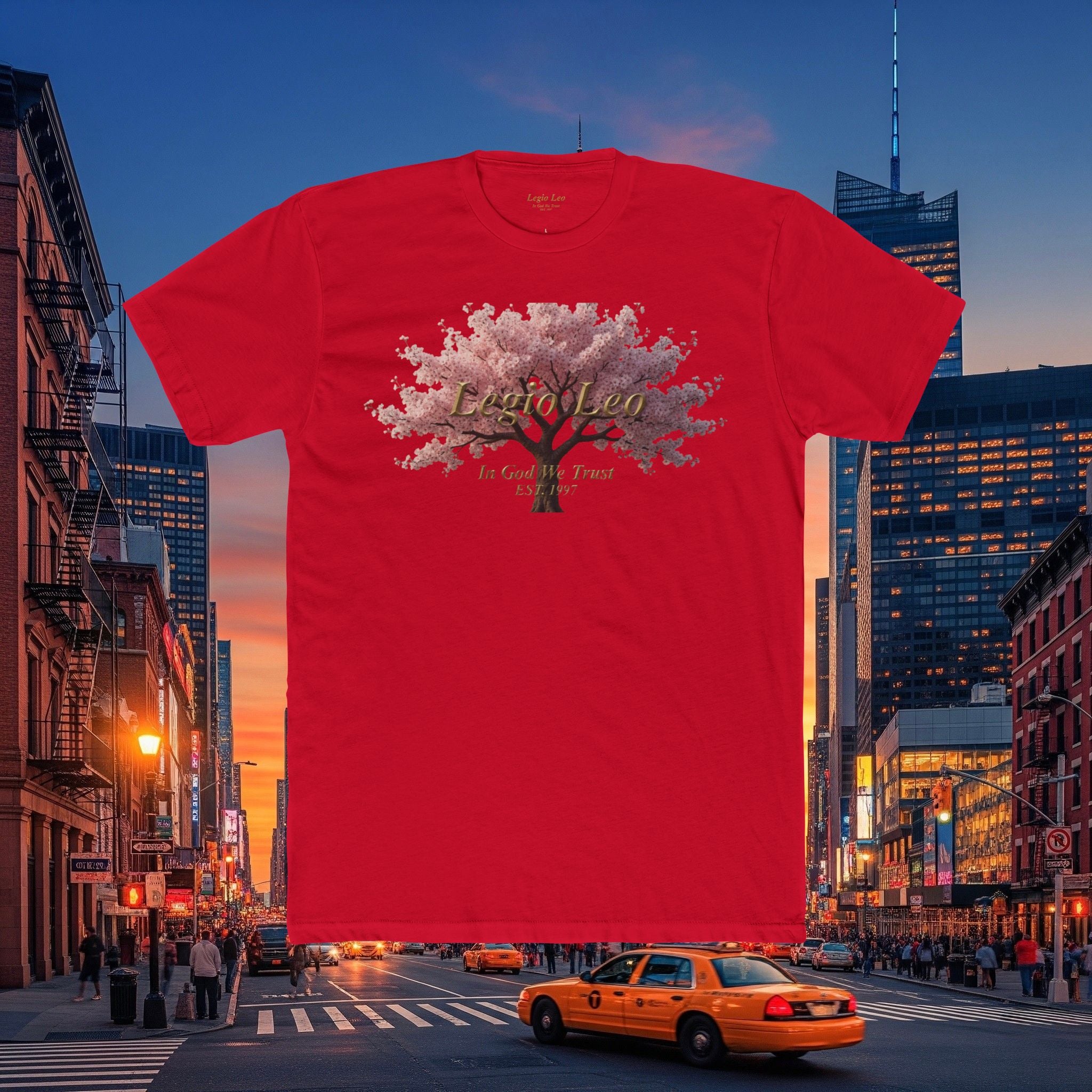 Classic Cotton Tee — Minimal Everyday Crew Shirt | Cherry Blossom Design
