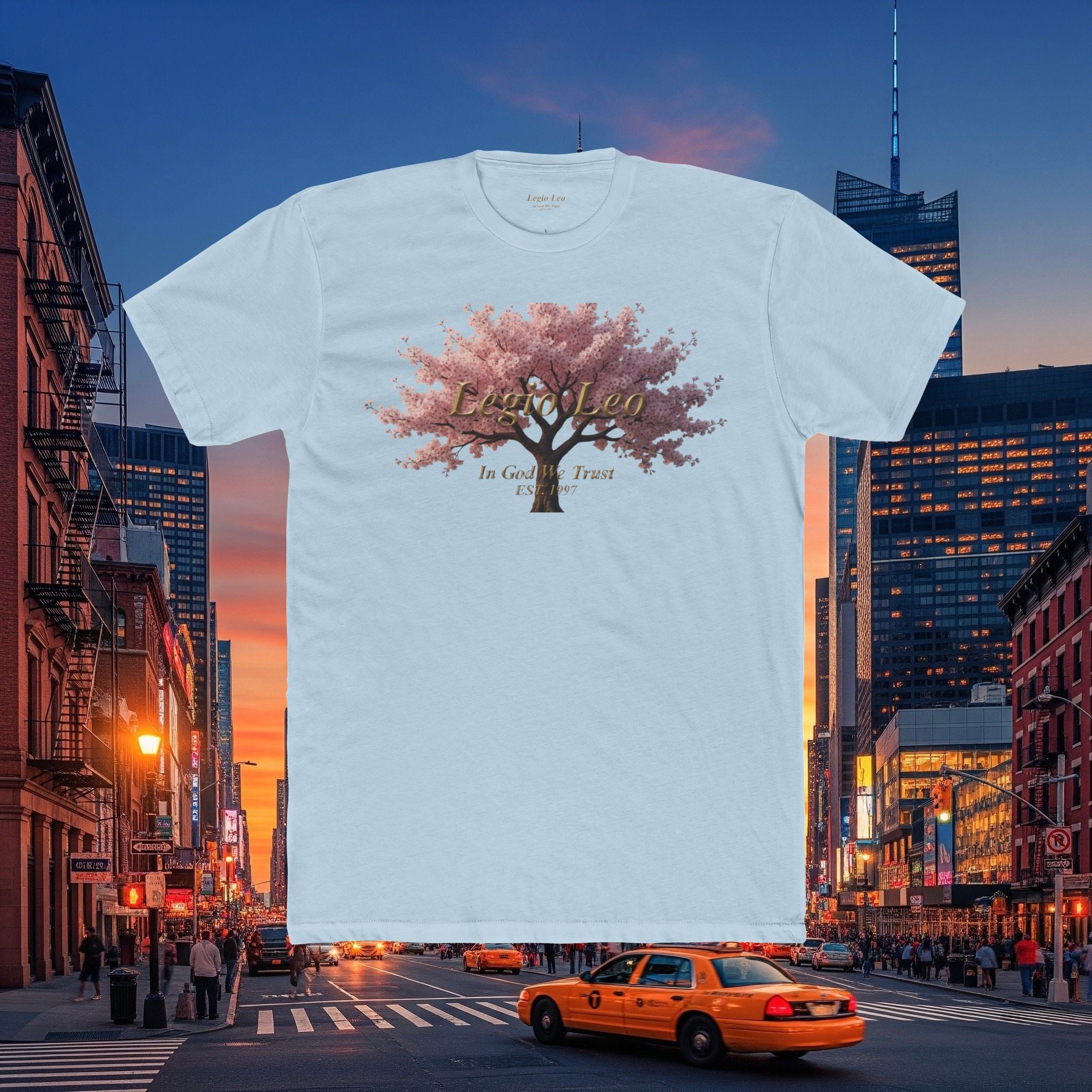 Classic Cotton Tee — Minimal Everyday Crew Shirt | Cherry Blossom Design