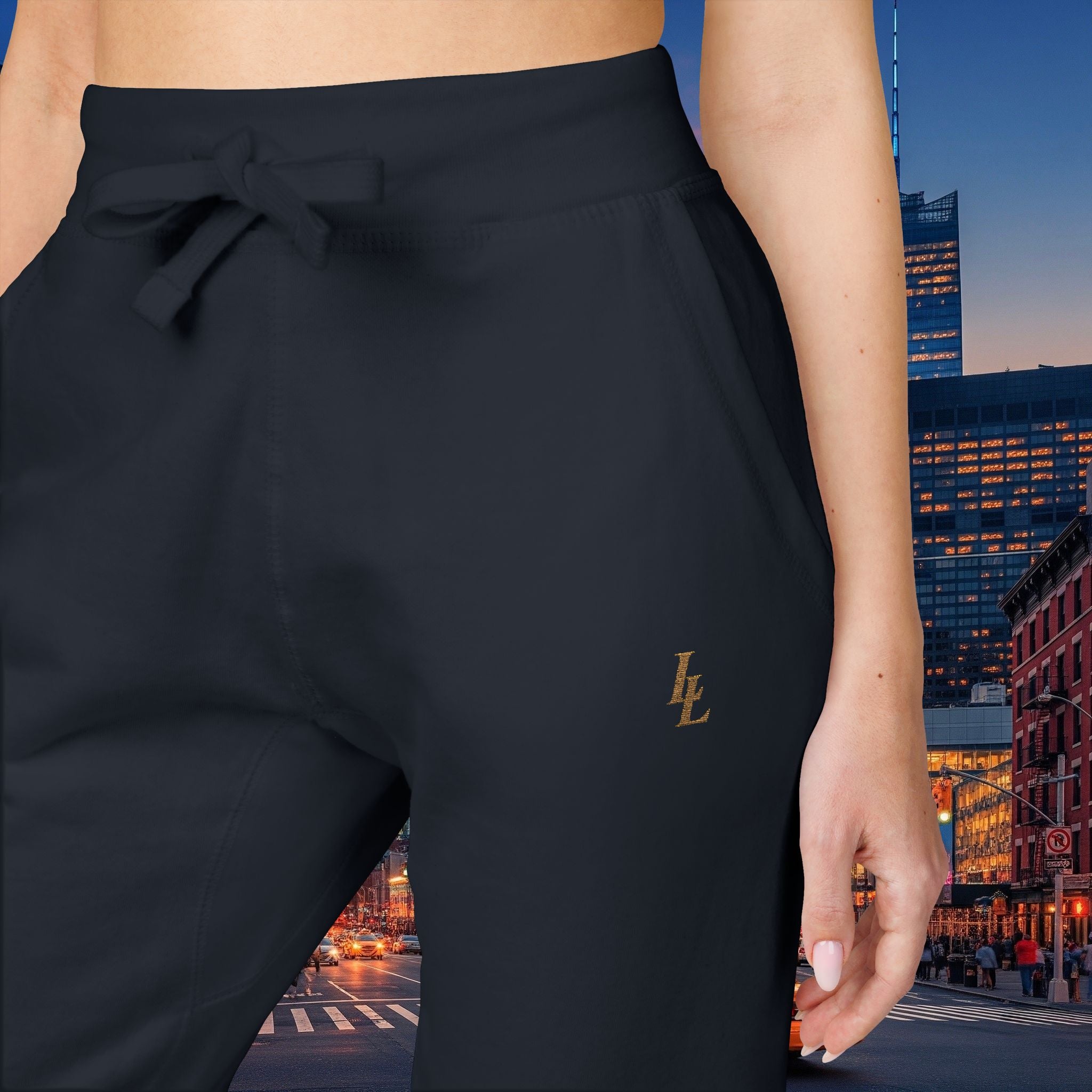 Legio Leo Sweatpants — OverLapping L’s Embroidery Design Cozy Fleece Joggers