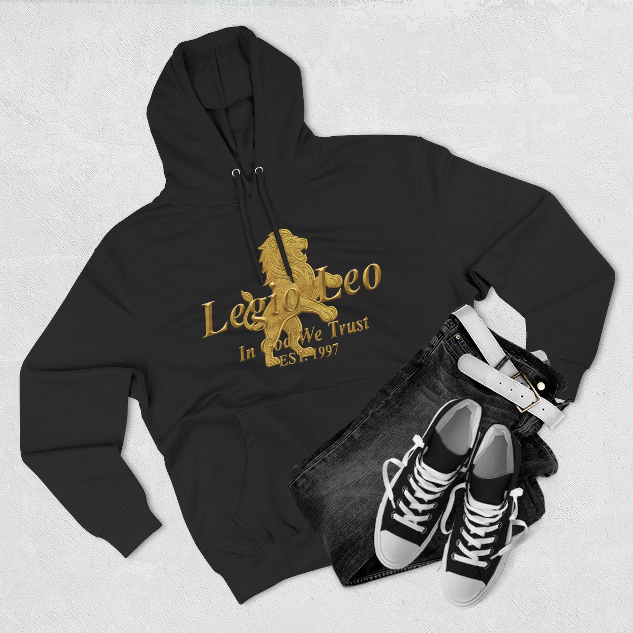Legio Leo Golden Edition Fleece Hoodie – Minimal Gold Script Pullover