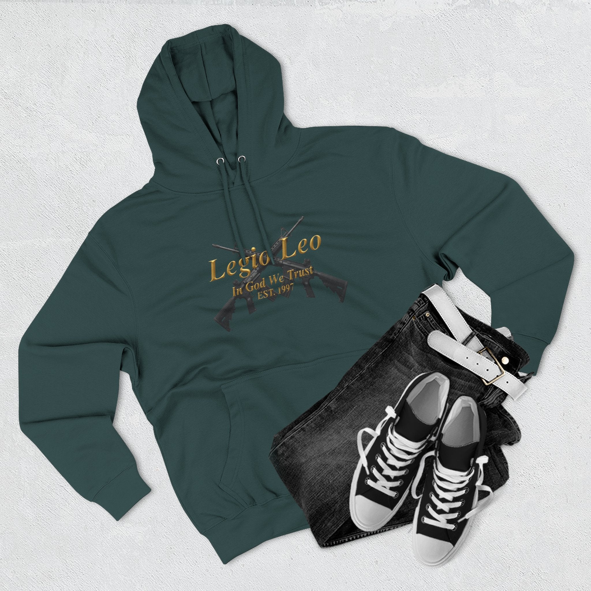 Legio Leo Warrior Fleece Hoodie – Minimal Gold Script Pullover