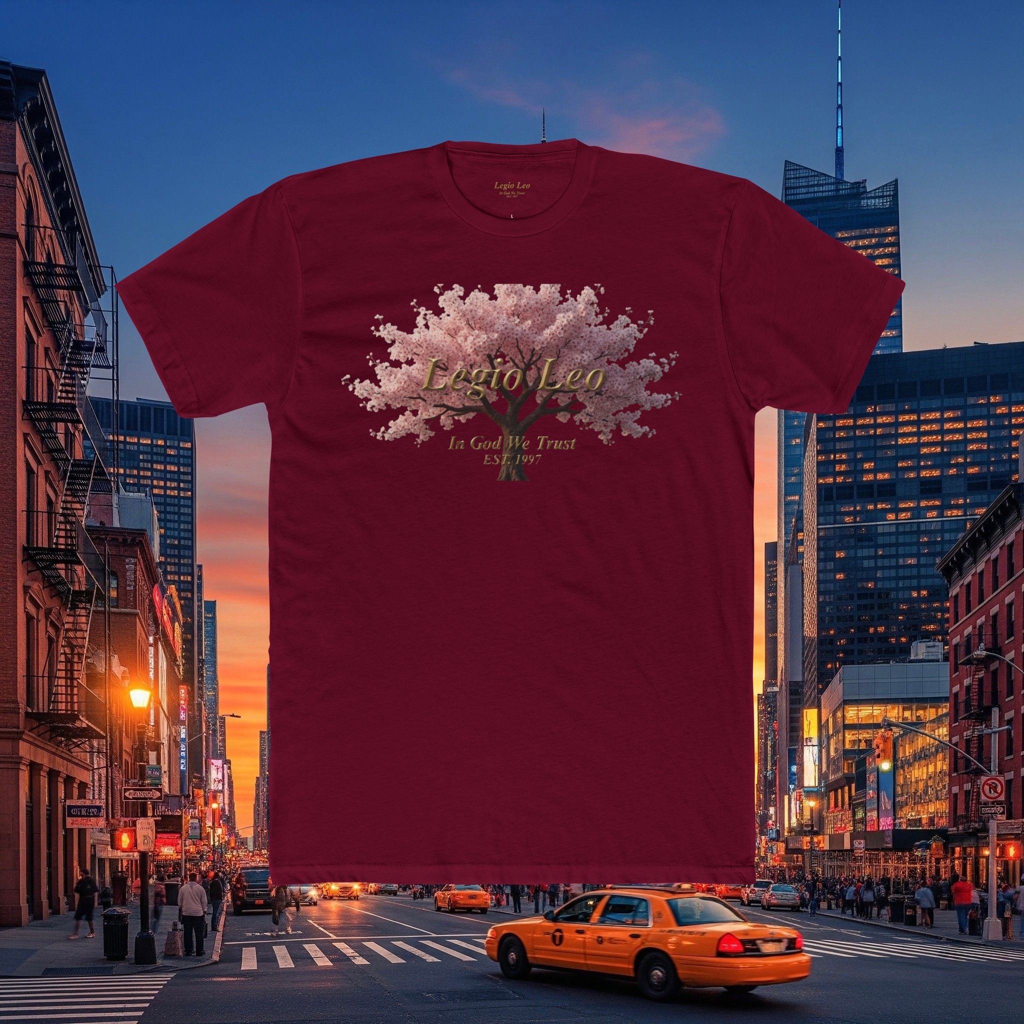 Classic Cotton Tee — Minimal Everyday Crew Shirt | Cherry Blossom Design