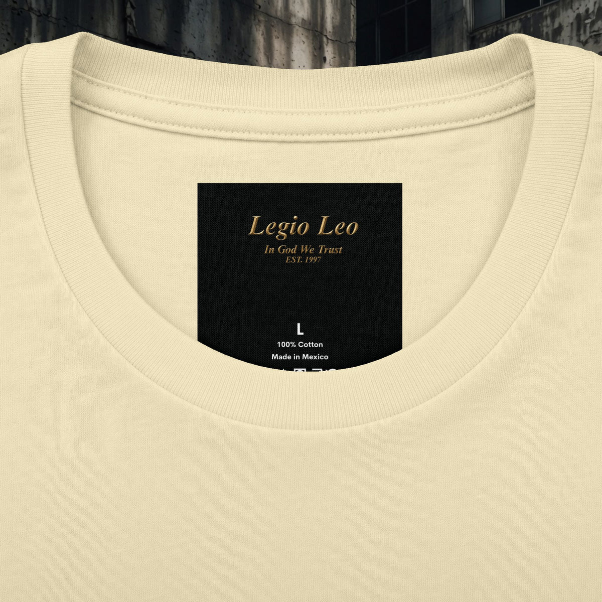 Legio Leo Graphic Tee — "In God We Trust" Back Print Cotton T-Shirt