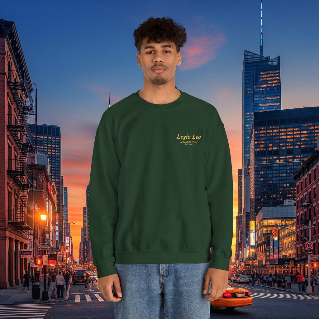 Legio Leo Crewneck Sweatshirt | In God We Trust Embroidery