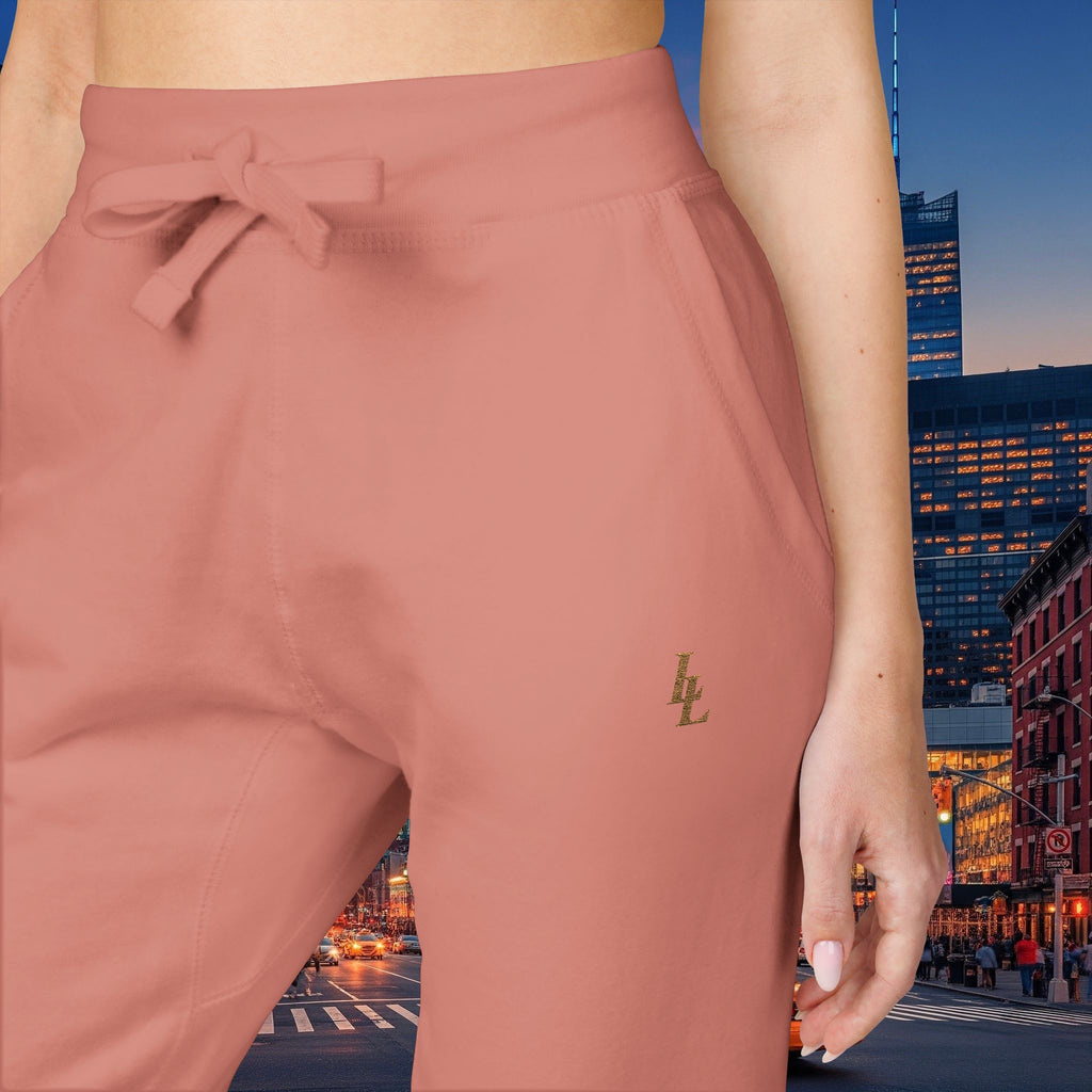 Legio Leo Sweatpants — OverLapping L’s Embroidery Design Cozy Fleece Joggers