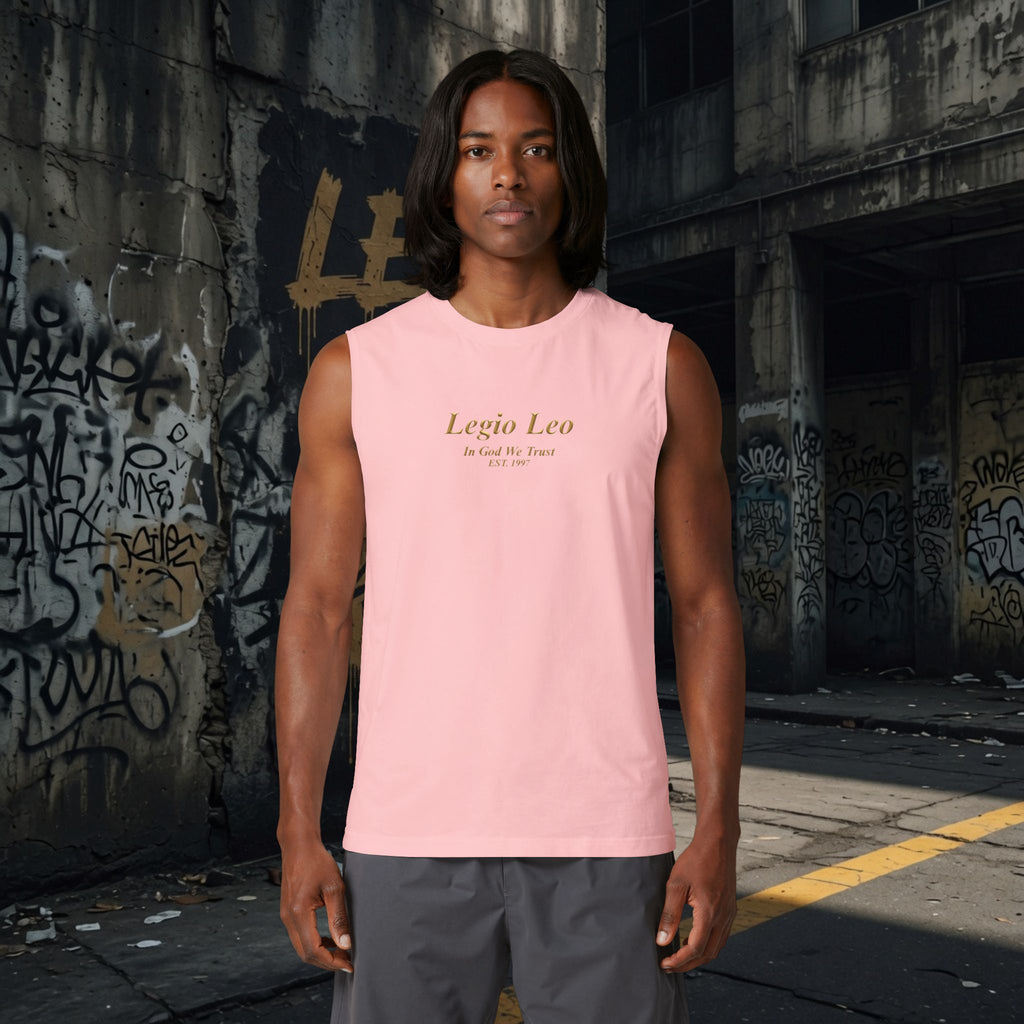 Muscle Tank — "Legio Leo" Minimalist Gold Script Fitness Top