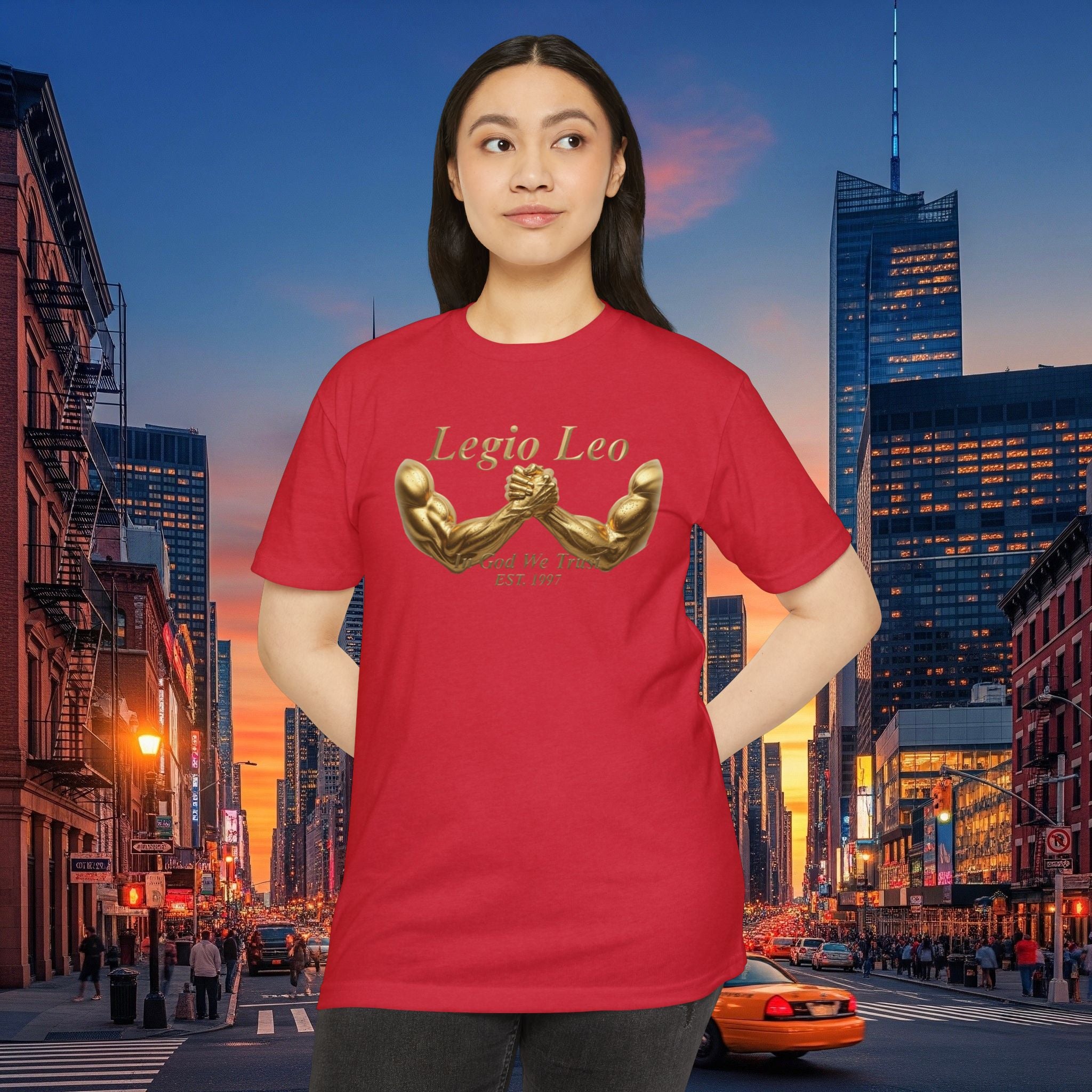 Legio Leo Strength T-Shirt — 'Legio Leo' Gold Arm Wrestling Design