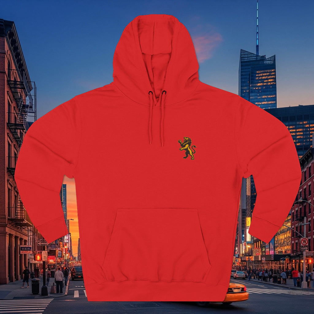 Embroidery Lion Chest Hoodie — Minimal Fleece Pullover