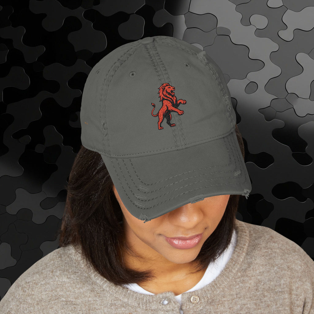 Embroidered Lion Dad Hat — Vintage Washed Baseball Cap