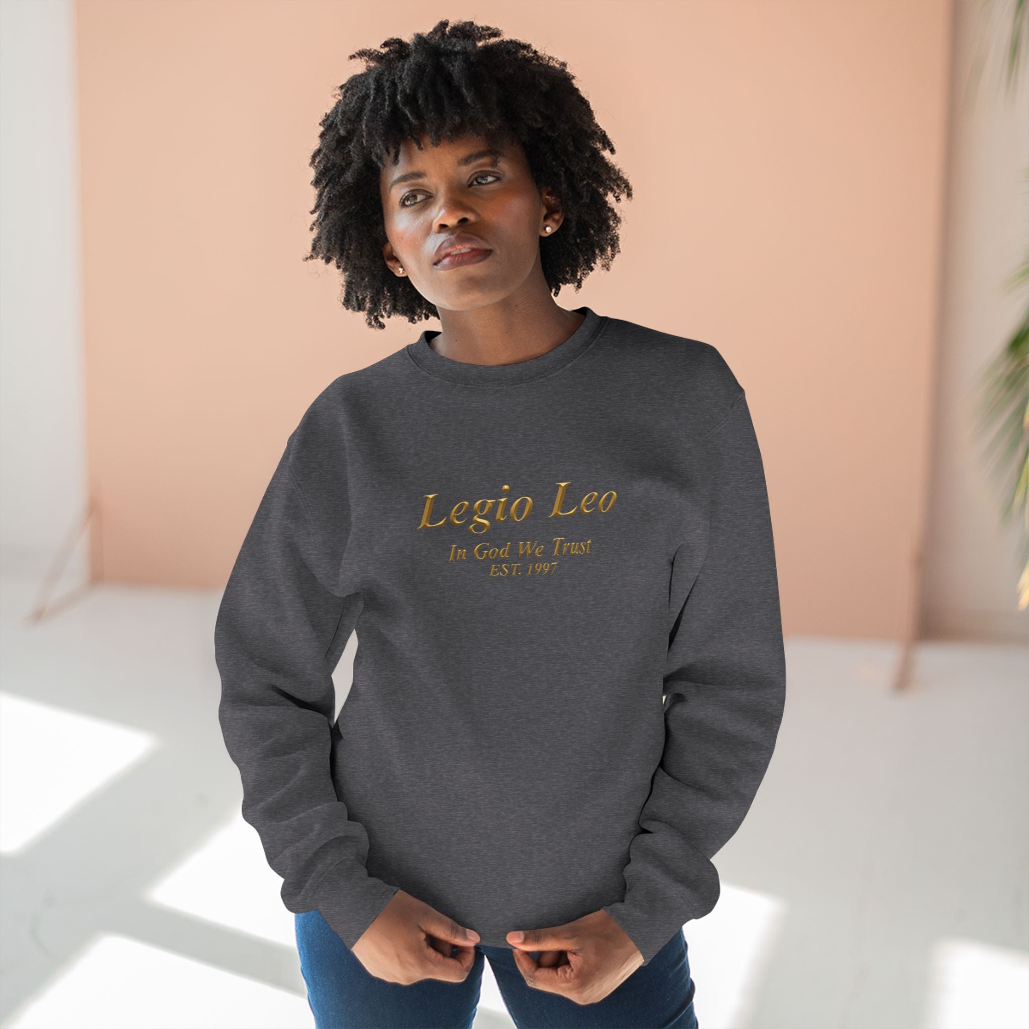 Legio Leo Crewneck Sweatshirt — 'In God We Trust' Minimalist Logo Sweatshirt