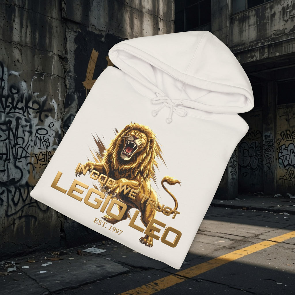 Heavyweight Hooded Sweatshirt | Bold LION & IN GOD WE TRUST