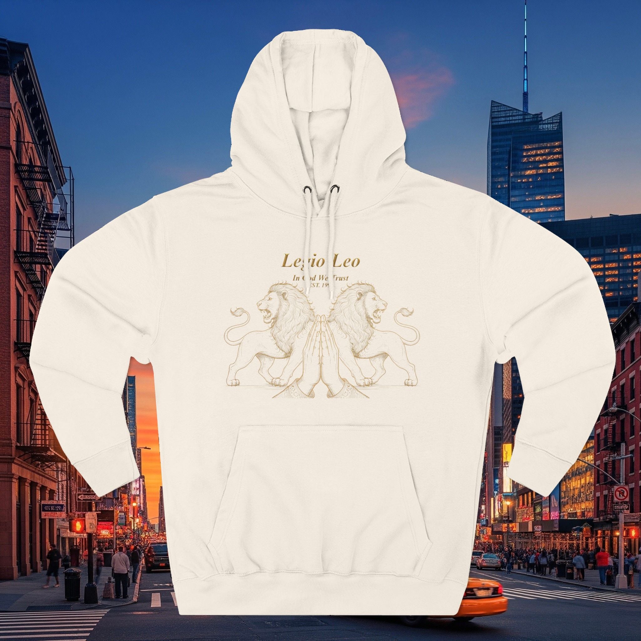 Legio Leo Fleece Hoodie – Minimal Gold Script Pullover Guardian Design