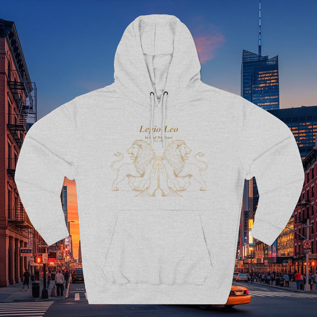 Legio Leo Fleece Hoodie – Minimal Gold Script Pullover Guardian Design