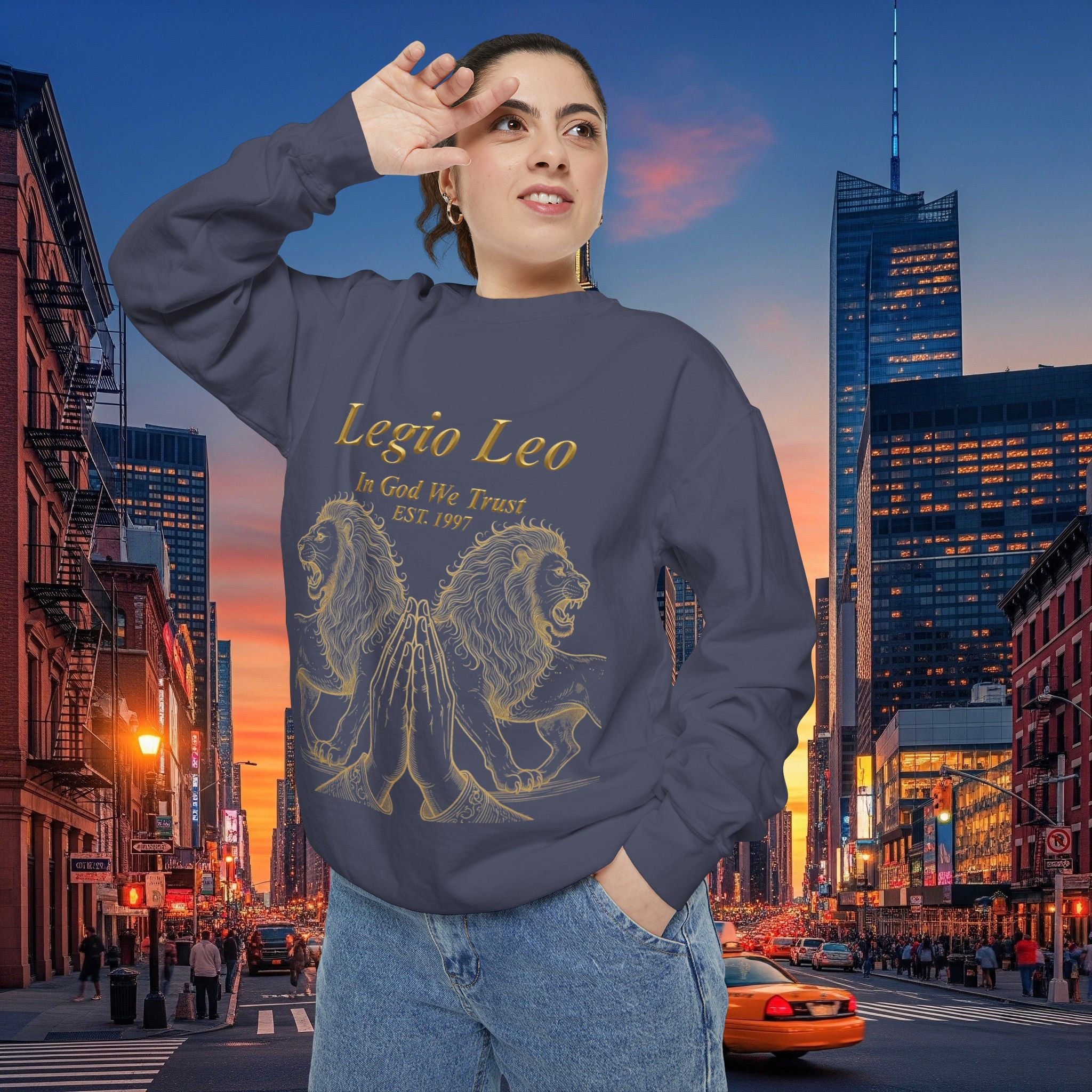 Legio Leo Sweatshirt – Minimal Gold Script Battle Ready Lions Crewneck