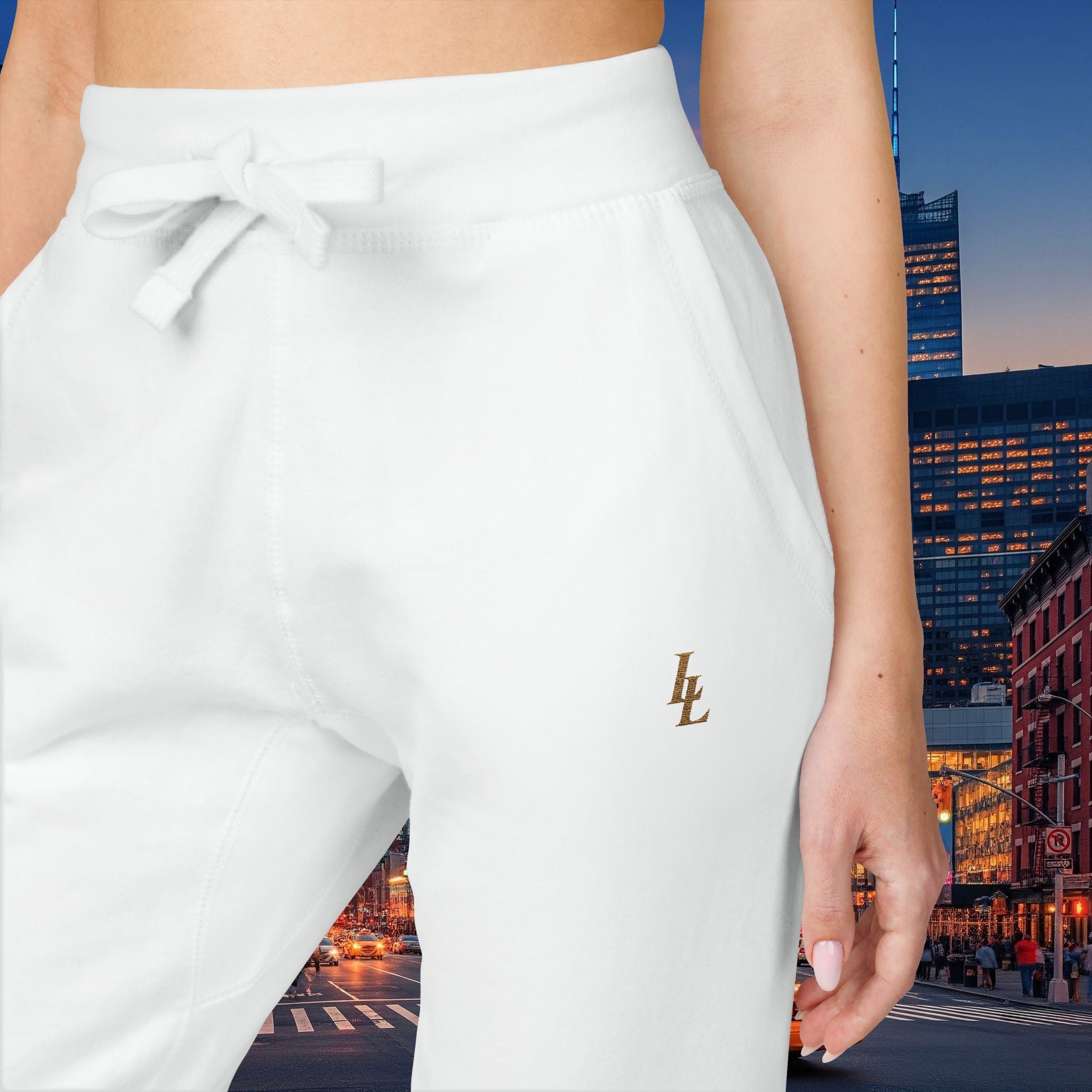 Legio Leo Sweatpants — OverLapping L’s Embroidery Design Cozy Fleece Joggers