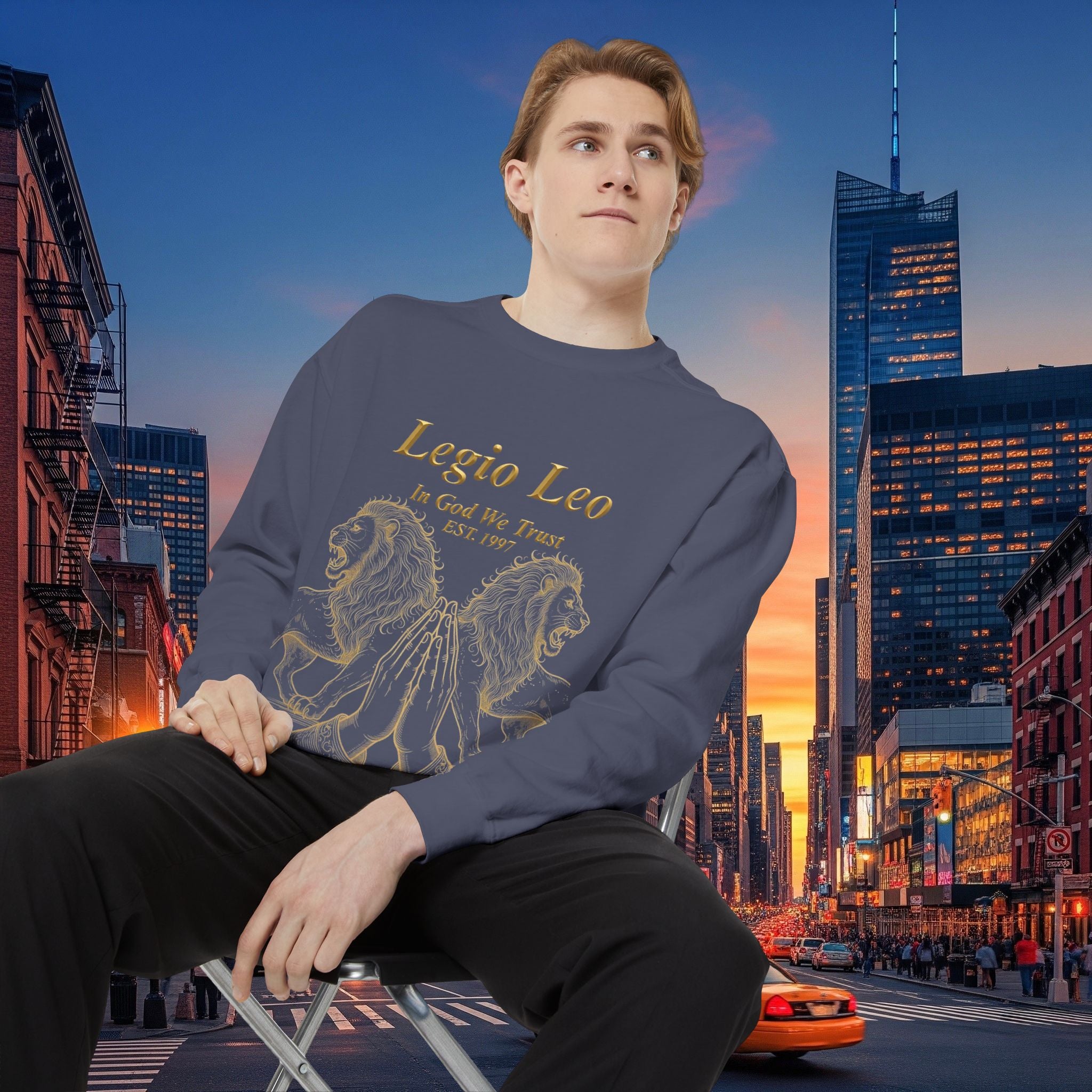 Legio Leo Sweatshirt – Minimal Gold Script Battle Ready Lions Crewneck