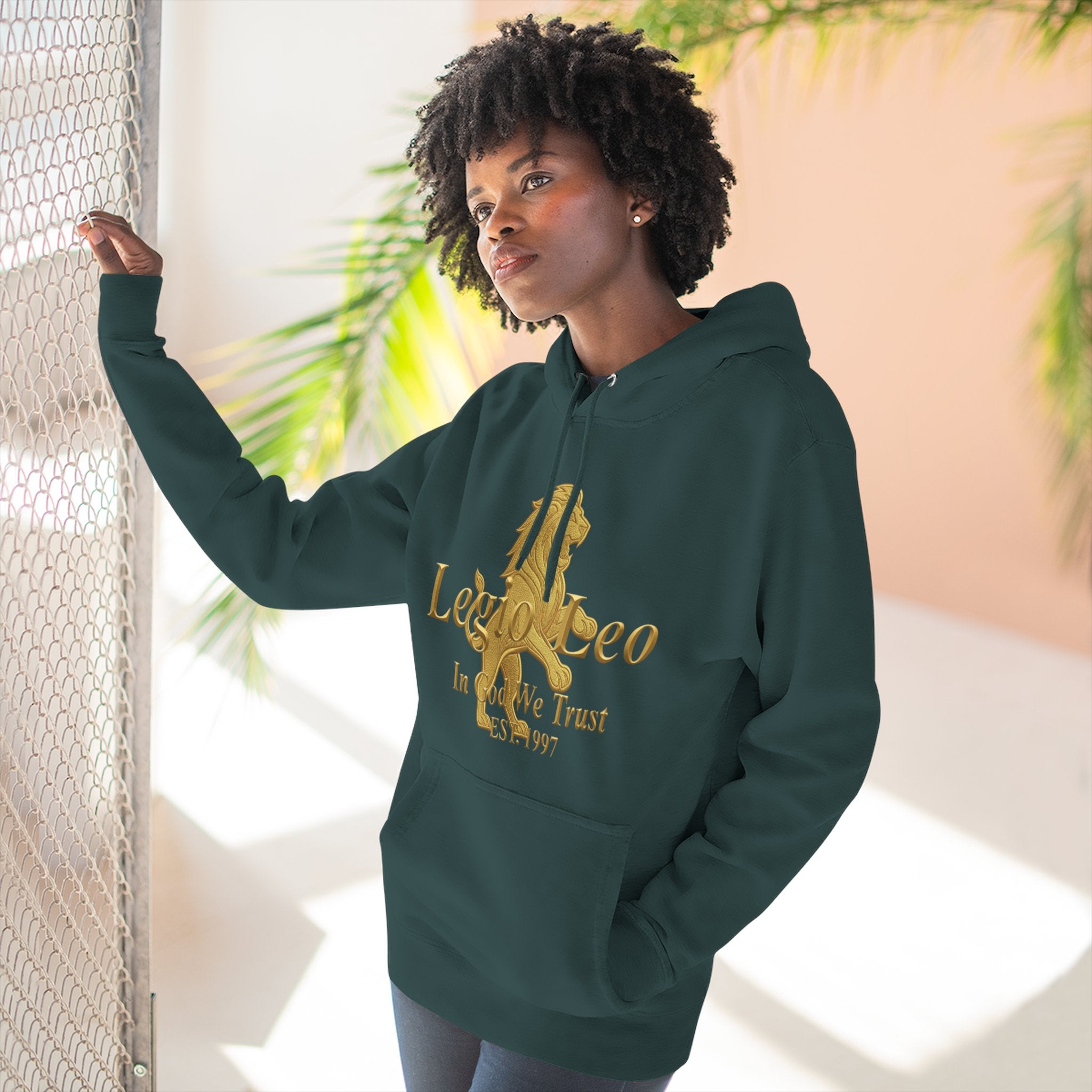 Legio Leo Golden Edition Fleece Hoodie – Minimal Gold Script Pullover
