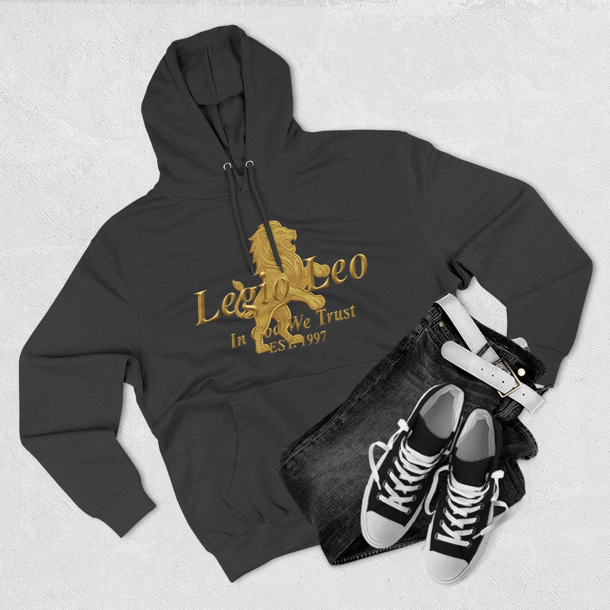 Legio Leo Golden Edition Fleece Hoodie – Minimal Gold Script Pullover