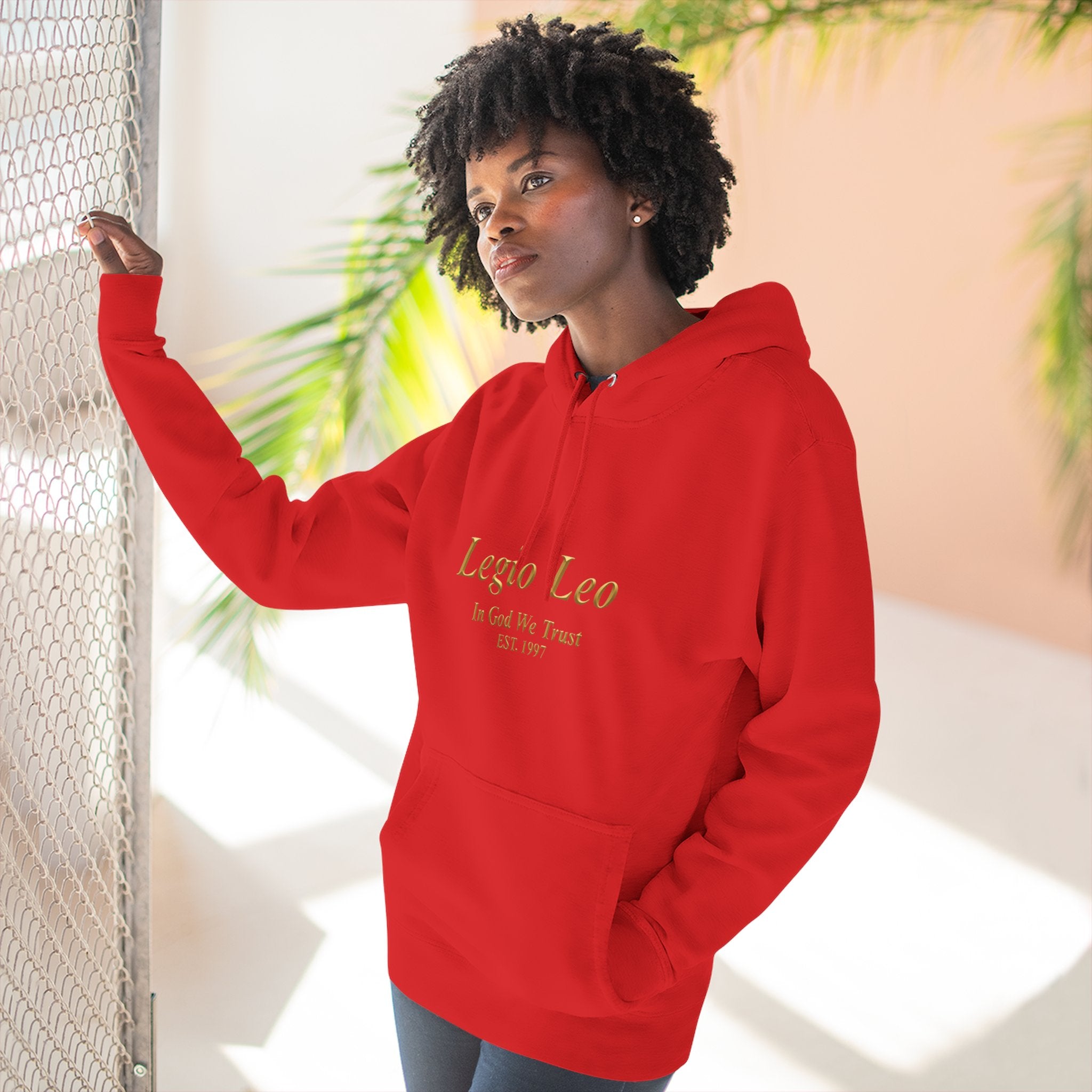 Legio Leo Fleece Hoodie – Minimal Gold Script Pullover