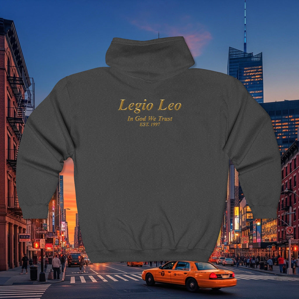 Legio Leo Zip Hoodie | Old English Font Golden L’s