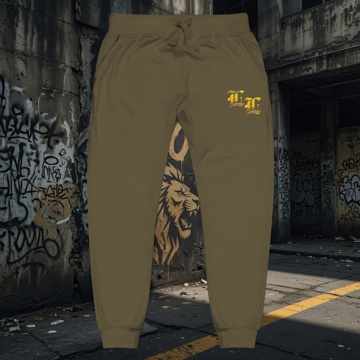 Legio Leo Embroidered Streetwear Fleece Sweatpants