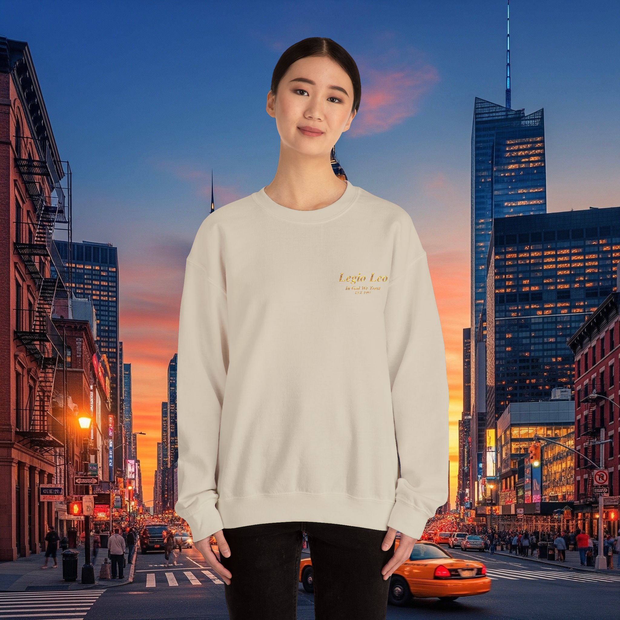 Legio Leo Crewneck Sweatshirt | In God We Trust Embroidery