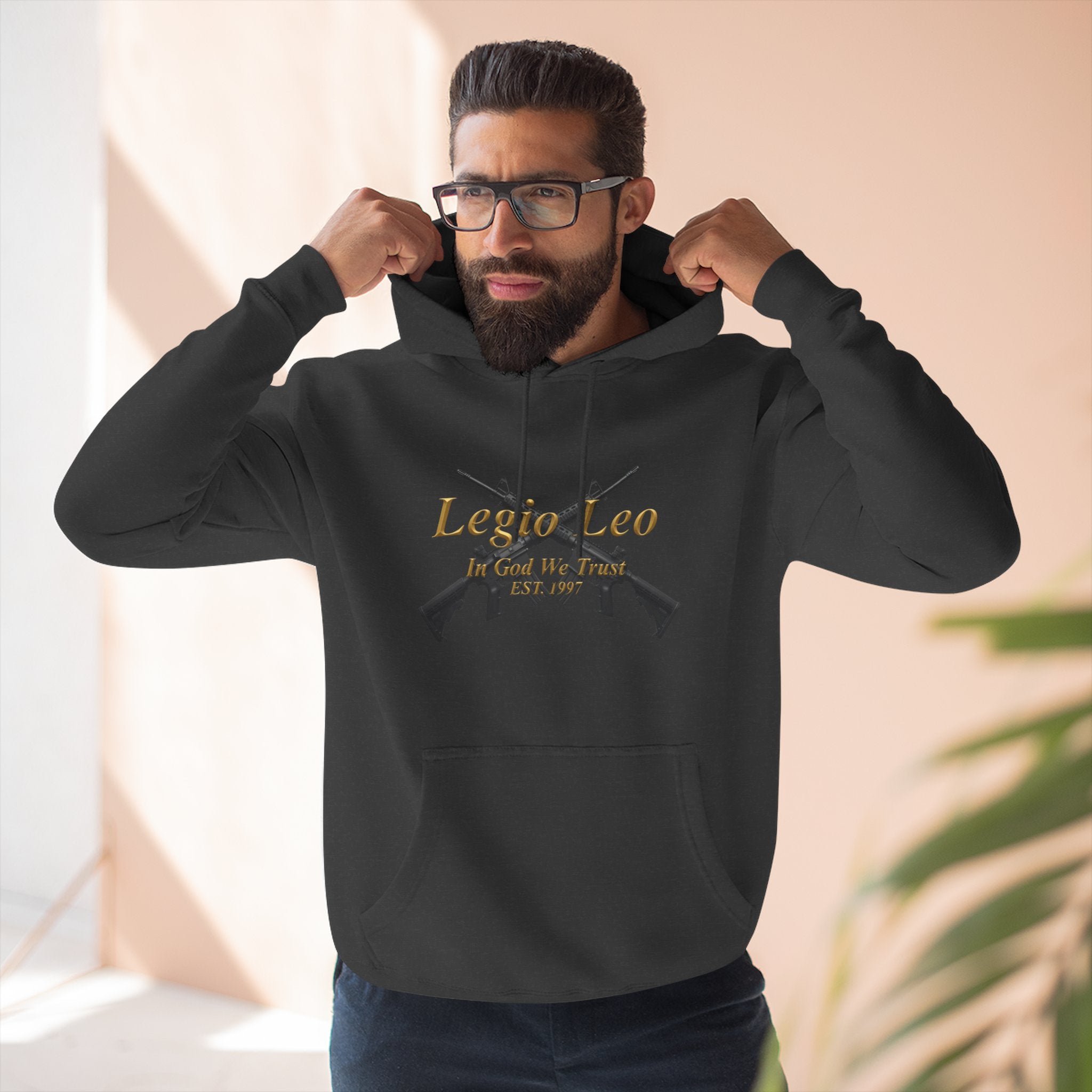 Legio Leo Warrior Fleece Hoodie – Minimal Gold Script Pullover