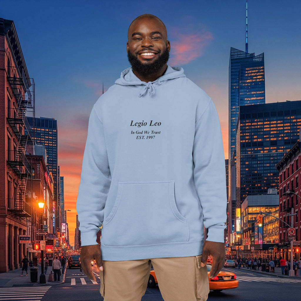 Minimal Olive Pigment-Dyed Hoodie — Subtle Script "Legio Leo" Design