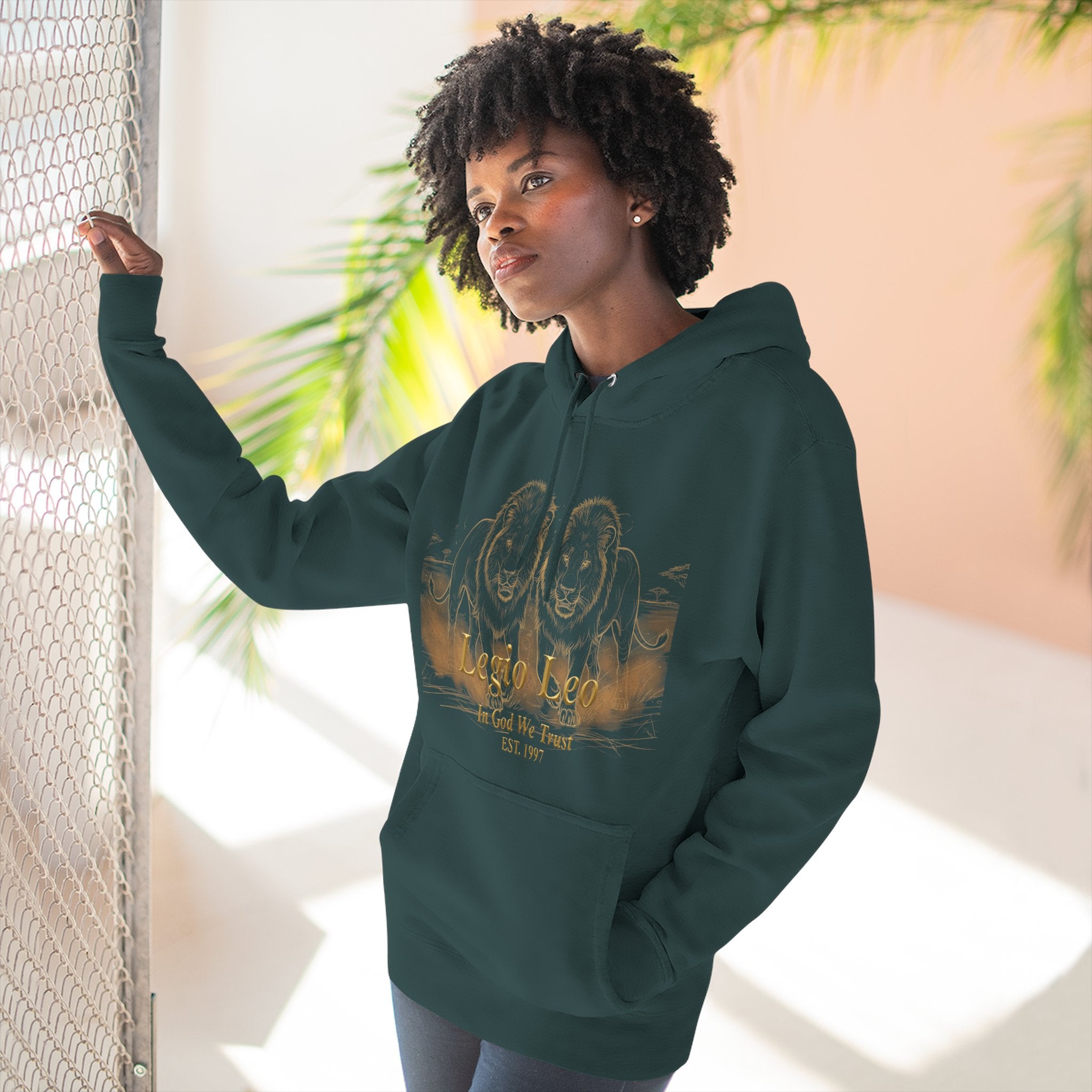 Legio Leo Fleece Hoodie – Minimal Gold Script Brothers 4 Life Pullover