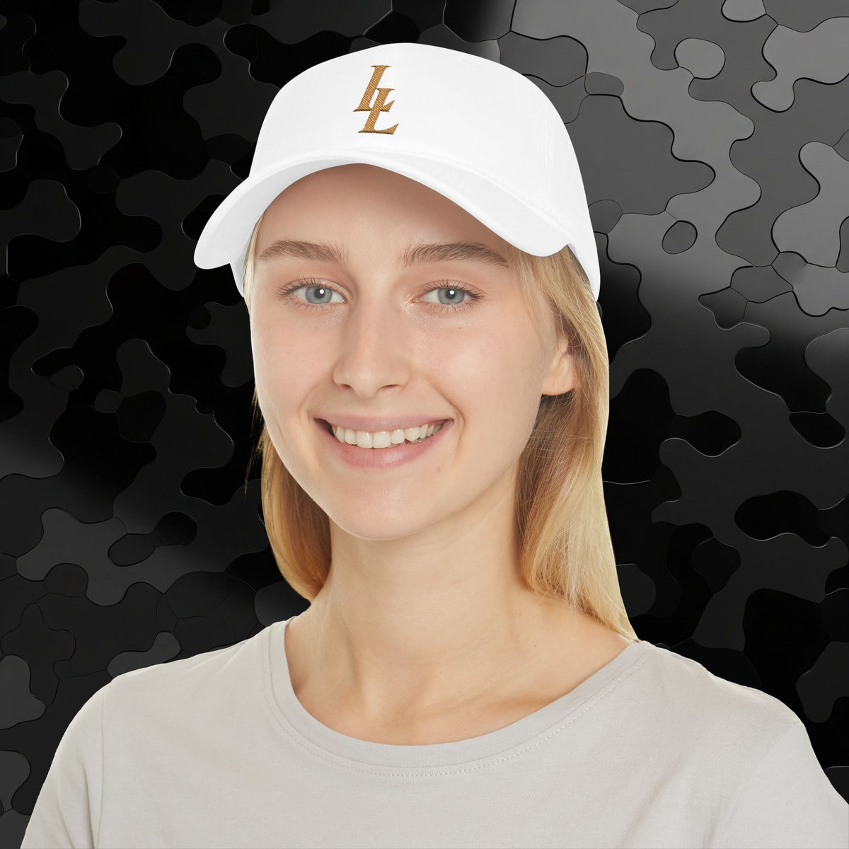 Embroidery Gold 'LL' Low-Profile Baseball Cap — Adjustable Hat