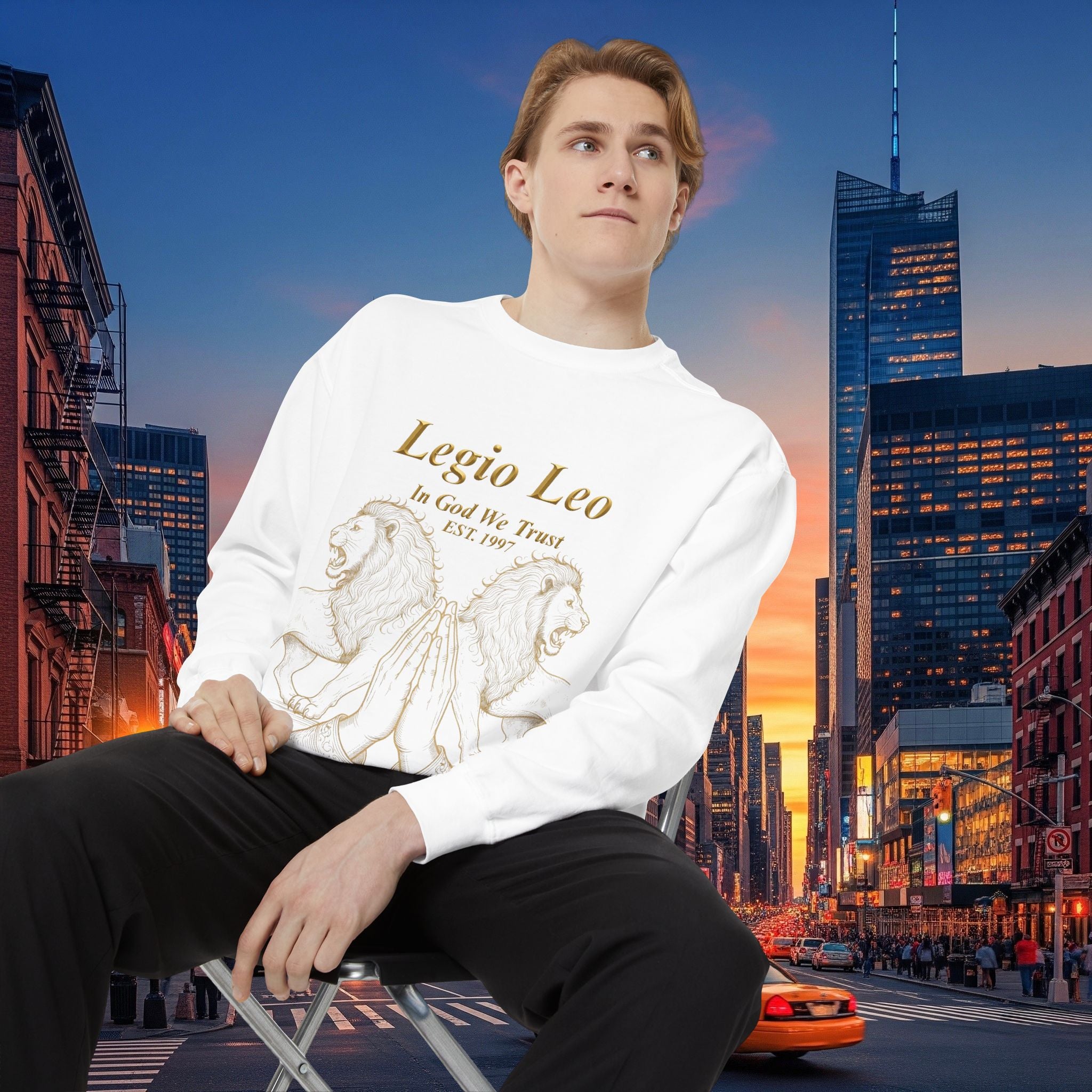 Legio Leo Sweatshirt – Minimal Gold Script Battle Ready Lions Crewneck