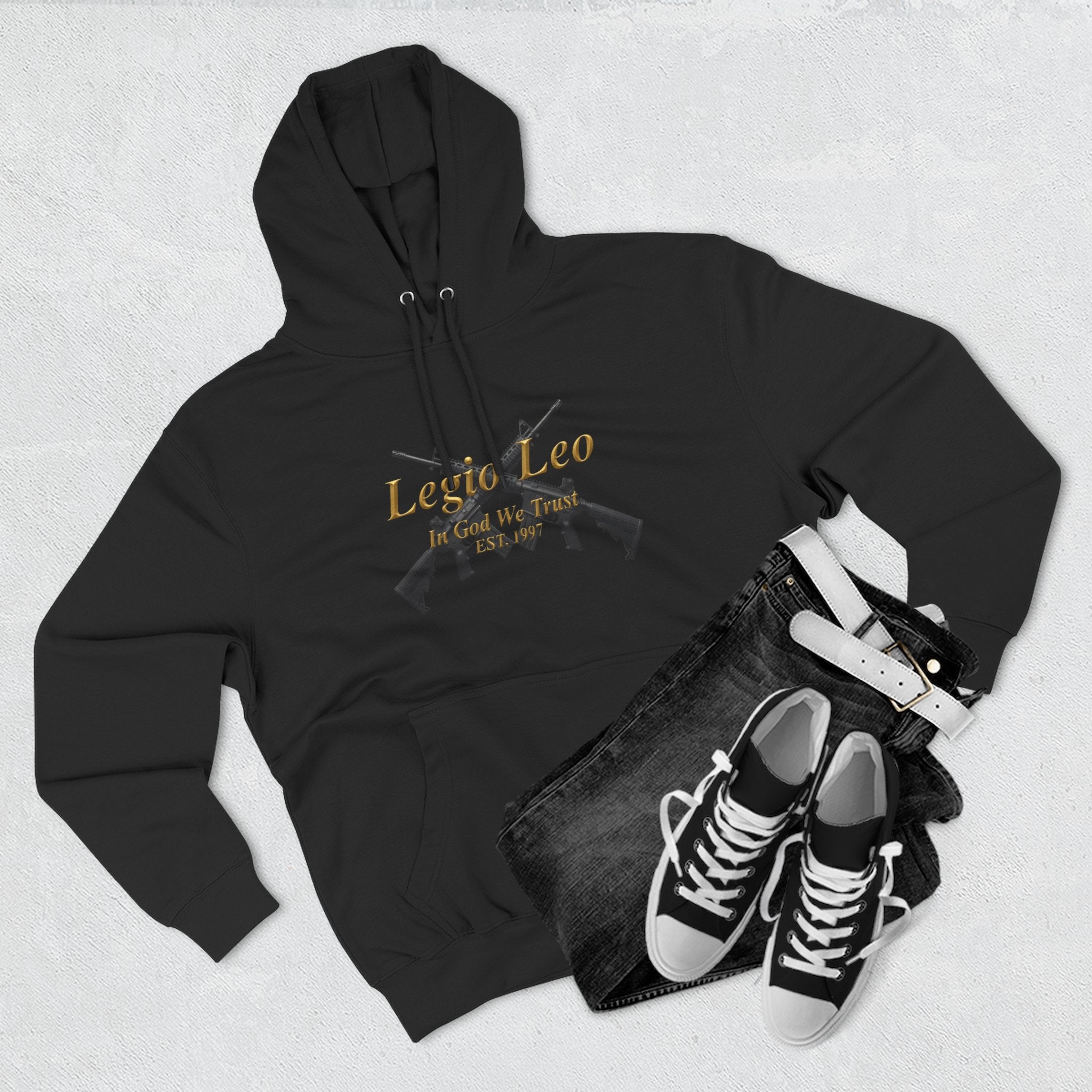 Legio Leo Warrior Fleece Hoodie – Minimal Gold Script Pullover