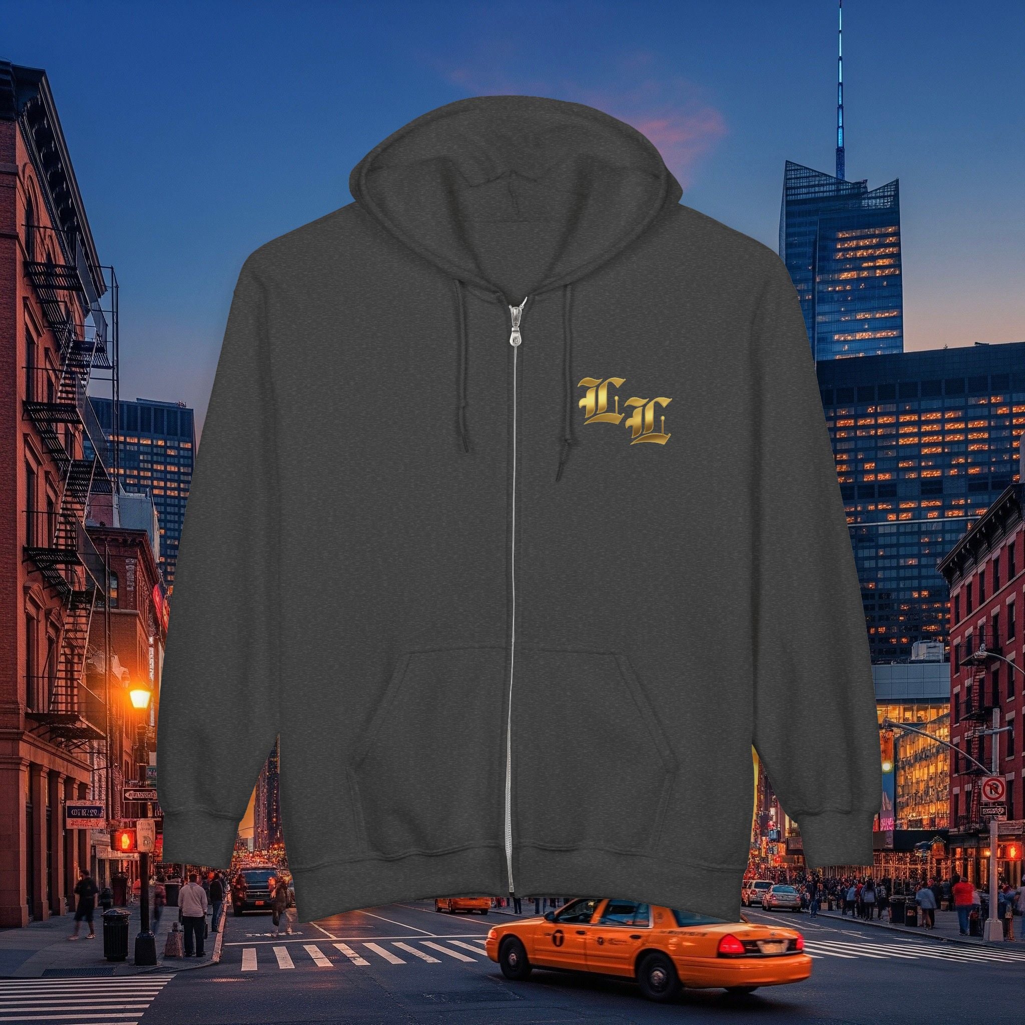 Legio Leo Zip Hoodie | Old English Font Golden L’s