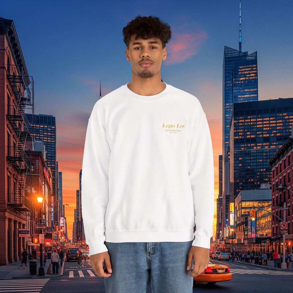 Legio Leo Crewneck Sweatshirt | In God We Trust Embroidery