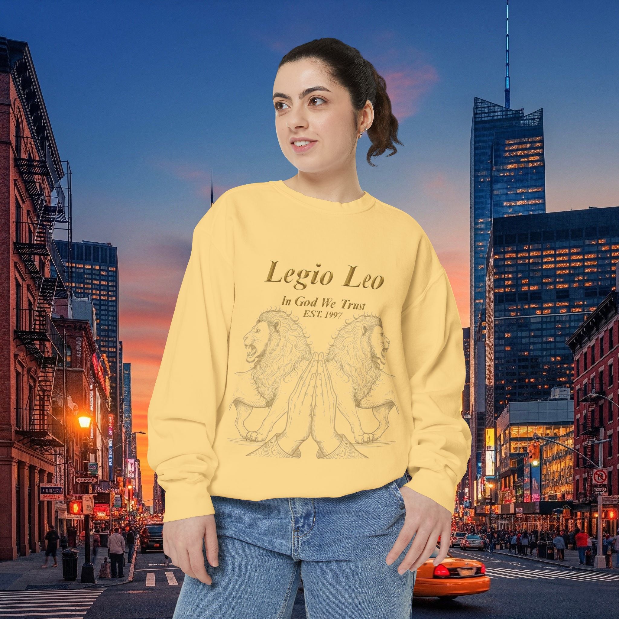 Legio Leo Sweatshirt – Minimal Gold Script Battle Ready Lions Crewneck