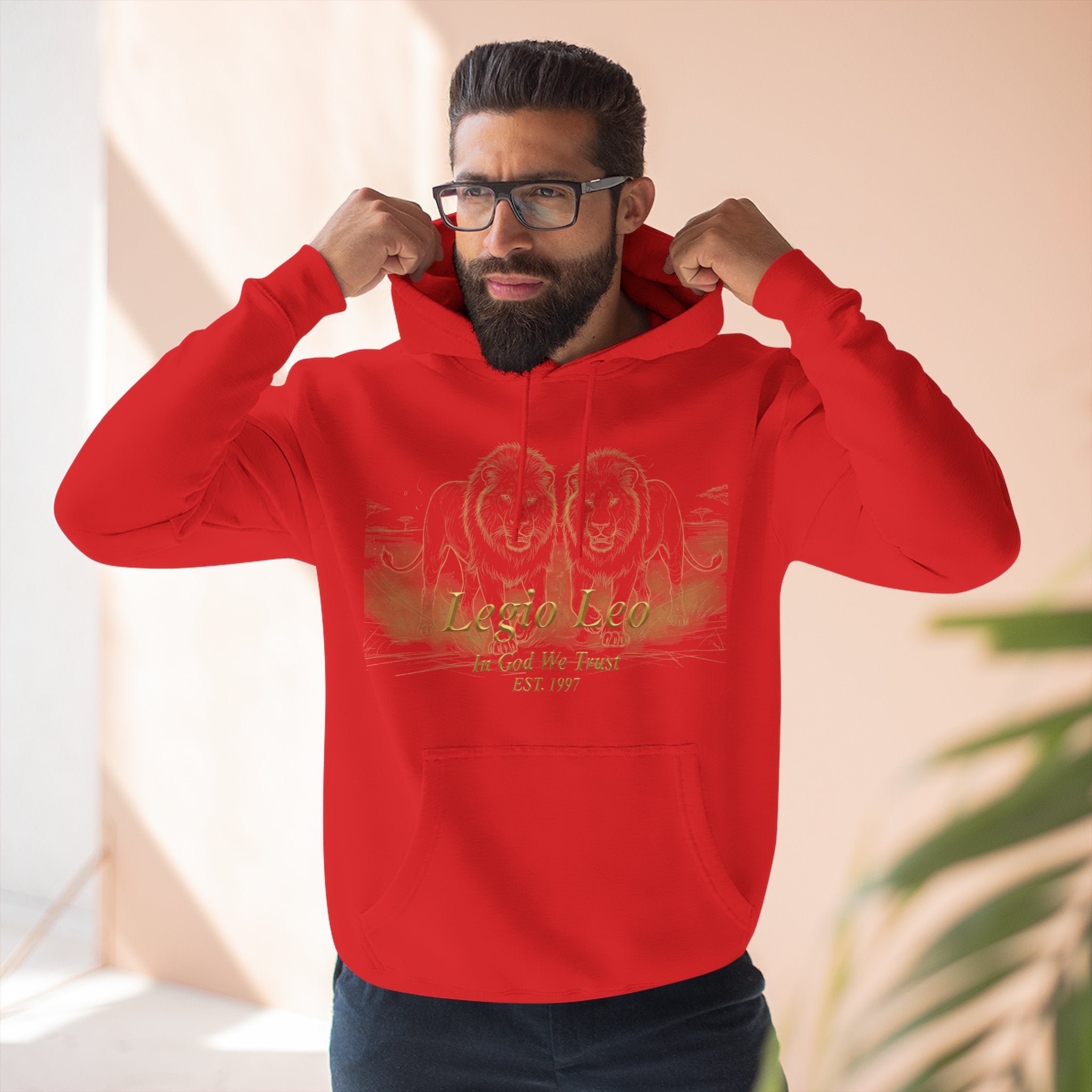 Legio Leo Fleece Hoodie – Minimal Gold Script Brothers 4 Life Pullover