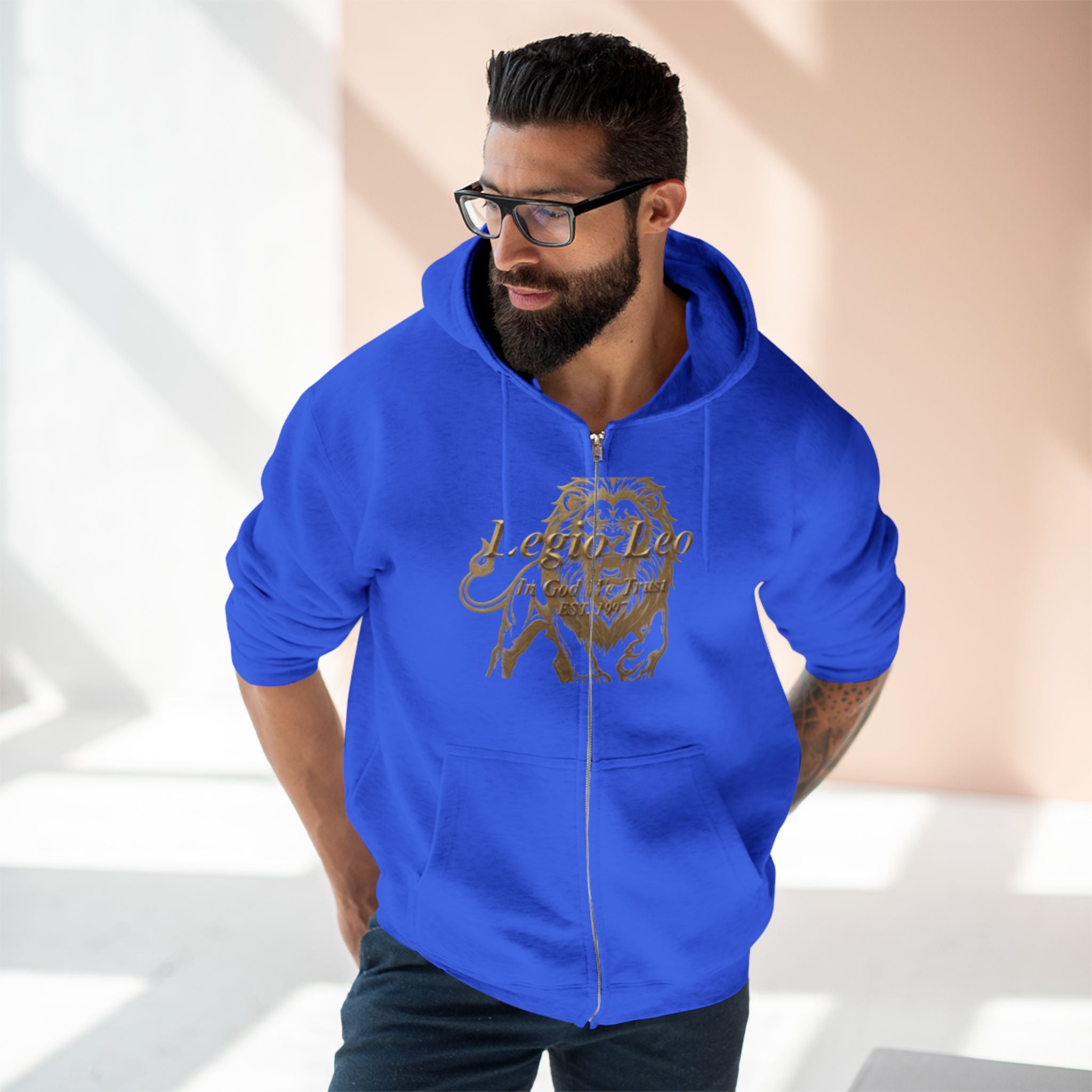 Legio Leo Warrior Zip Hoodie — "Fierce" Definition Streetwear