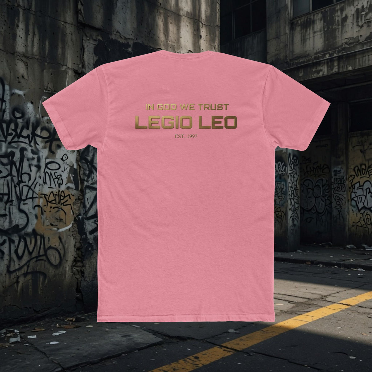 Legio Leo Graphic Tee — "In God We Trust" Back Print Cotton T-Shirt