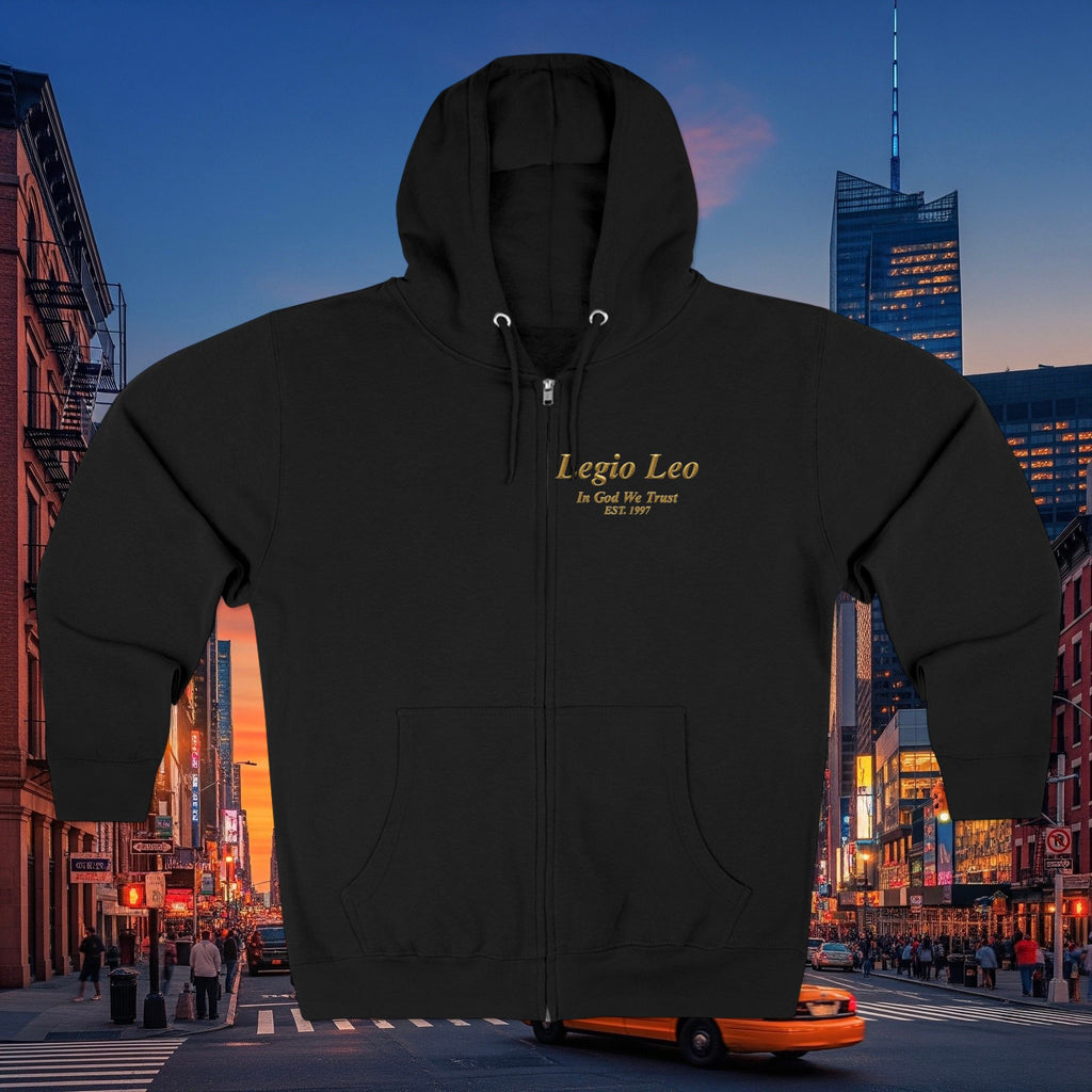 Zip Hoodie — "Legio Leo" Classic Small Chest Logo Zip-Up