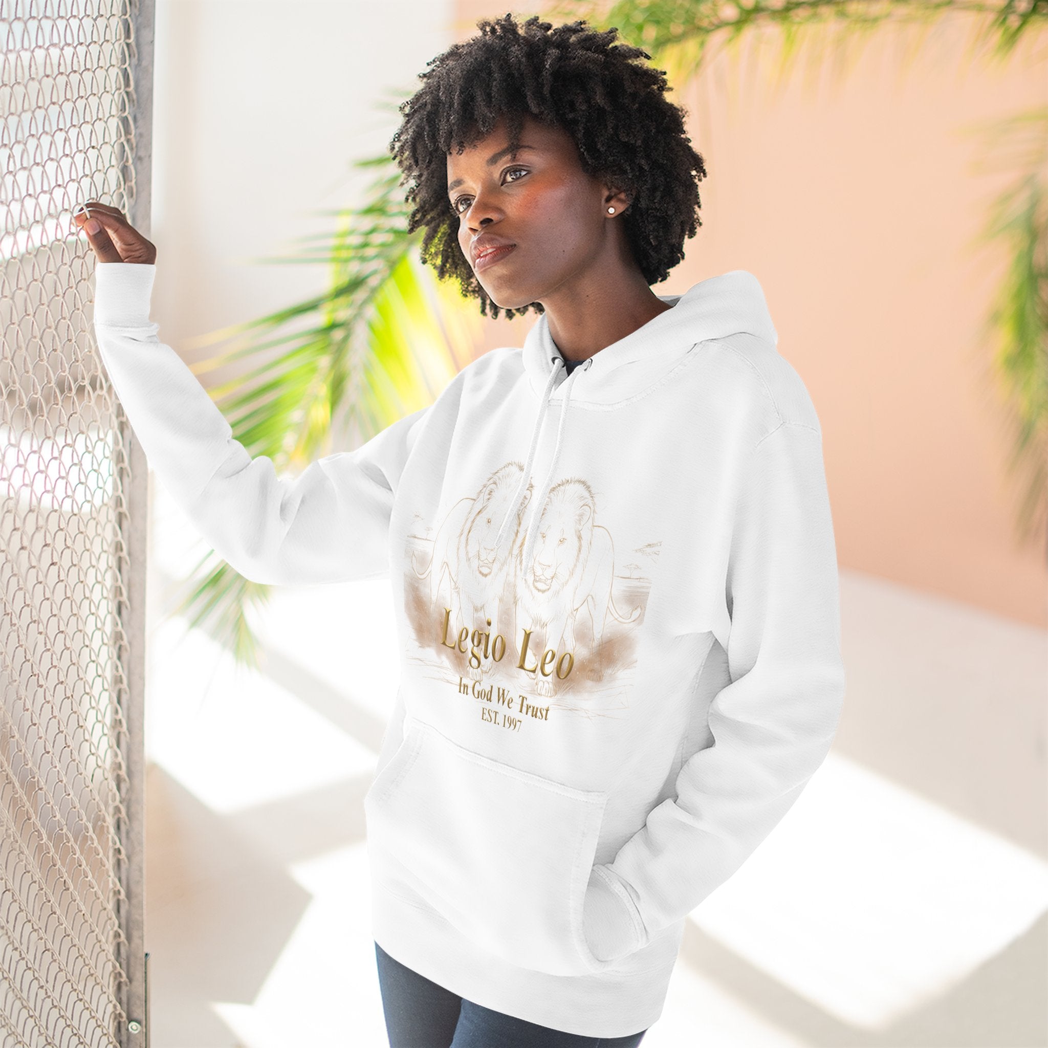 Legio Leo Fleece Hoodie – Minimal Gold Script Brothers 4 Life Pullover