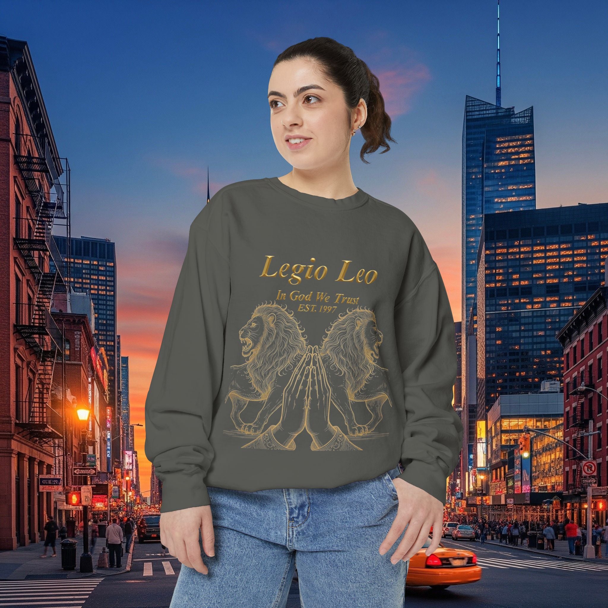 Legio Leo Sweatshirt – Minimal Gold Script Battle Ready Lions Crewneck