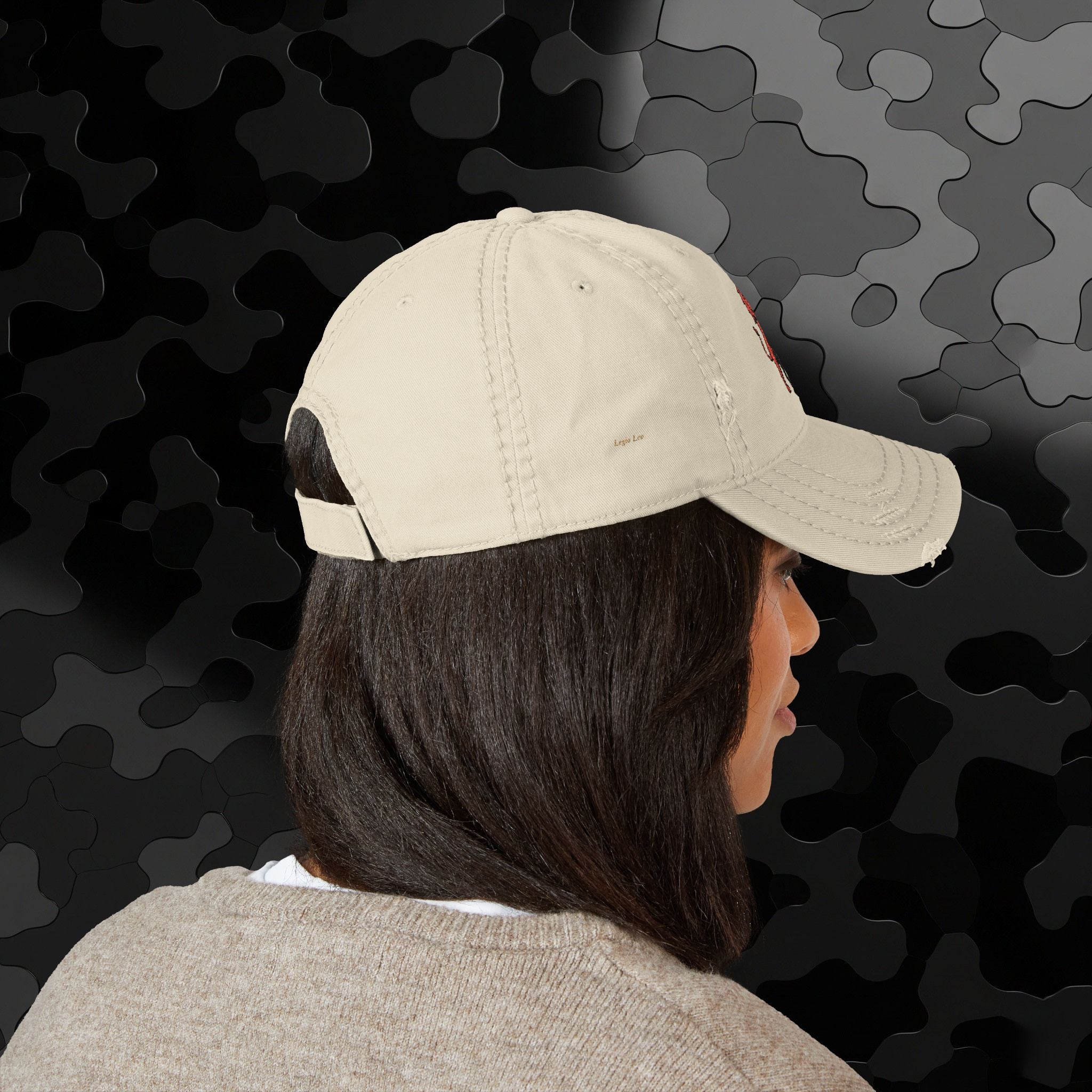Embroidered Lion Dad Hat — Vintage Washed Baseball Cap
