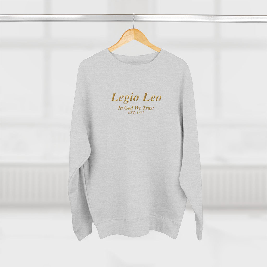 Legio Leo Crewneck Sweatshirt — 'In God We Trust' Minimalist Logo Sweatshirt