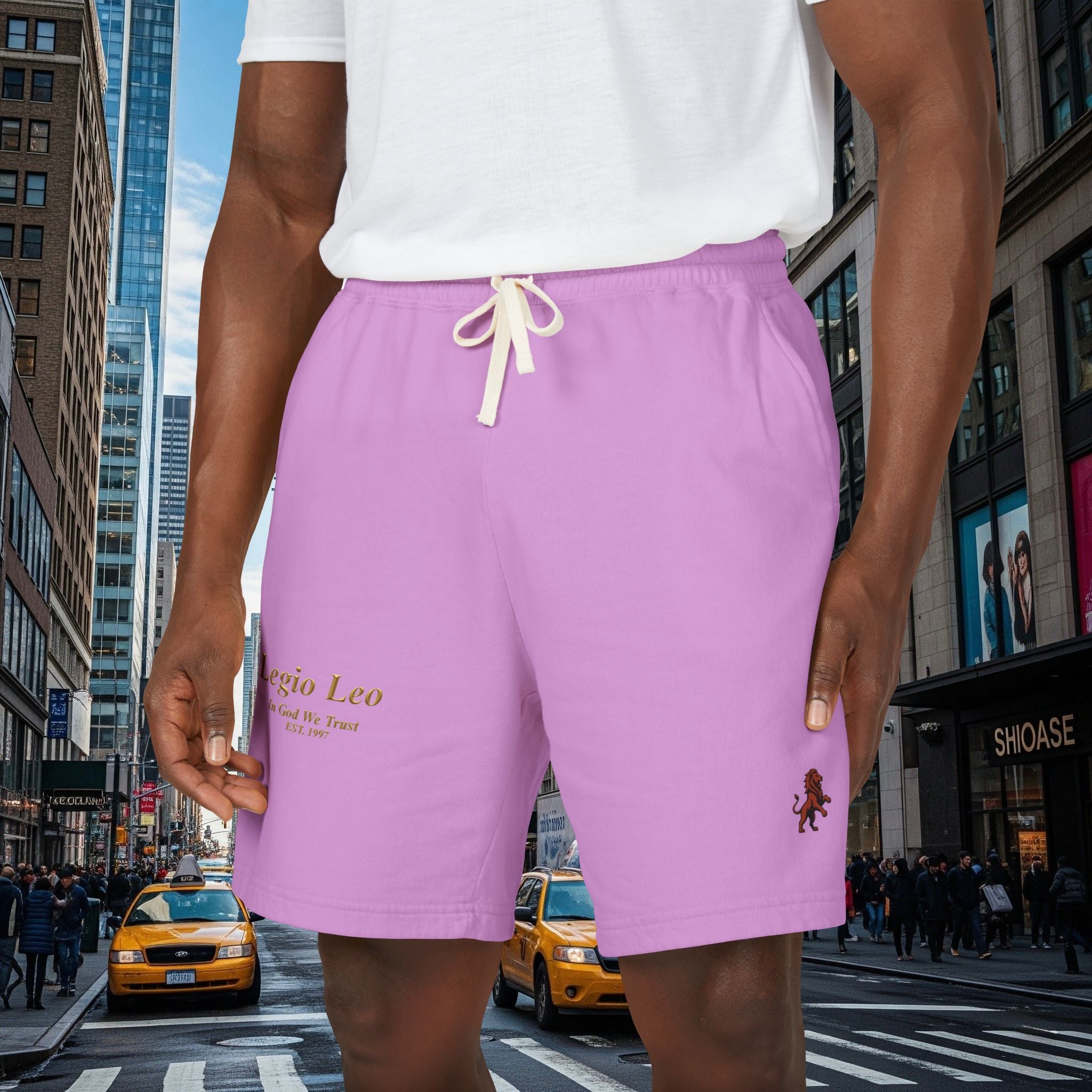 Legio Leo Graphic Sweat Shorts — Lightweight Garment-Dyed Fleece