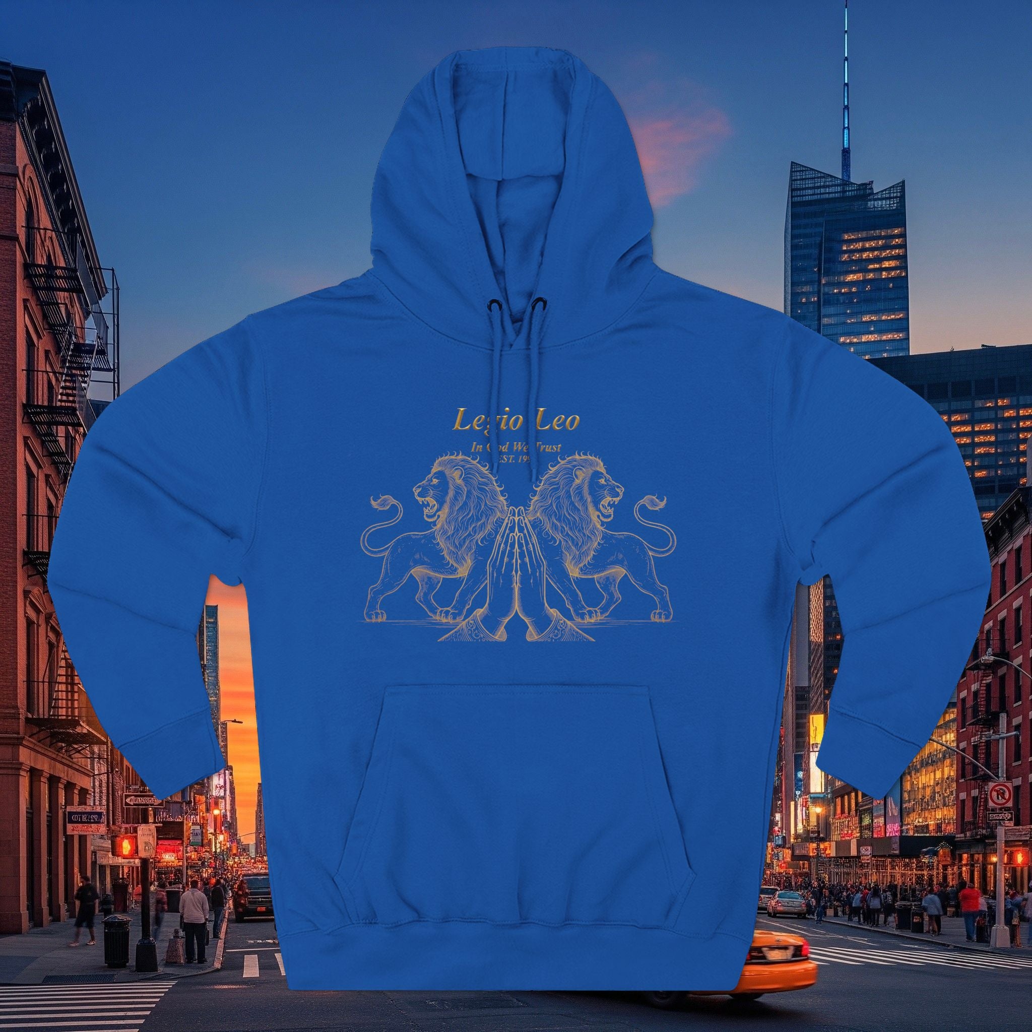 Legio Leo Fleece Hoodie – Minimal Gold Script Pullover Guardian Design
