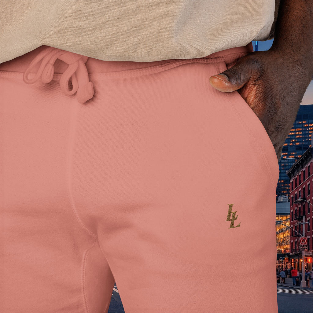 Legio Leo Sweatpants — OverLapping L’s Embroidery Design Cozy Fleece Joggers
