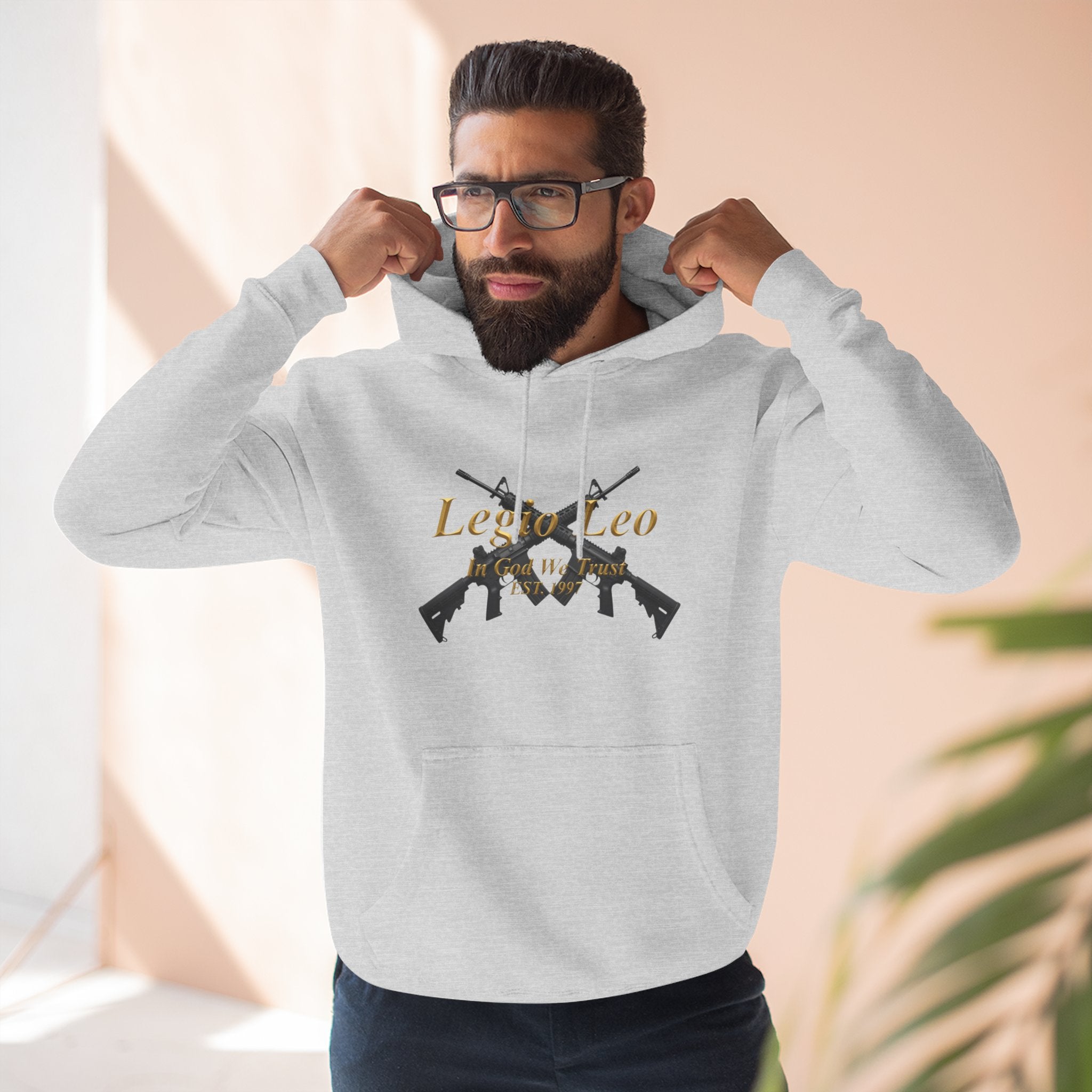 Legio Leo Warrior Fleece Hoodie – Minimal Gold Script Pullover