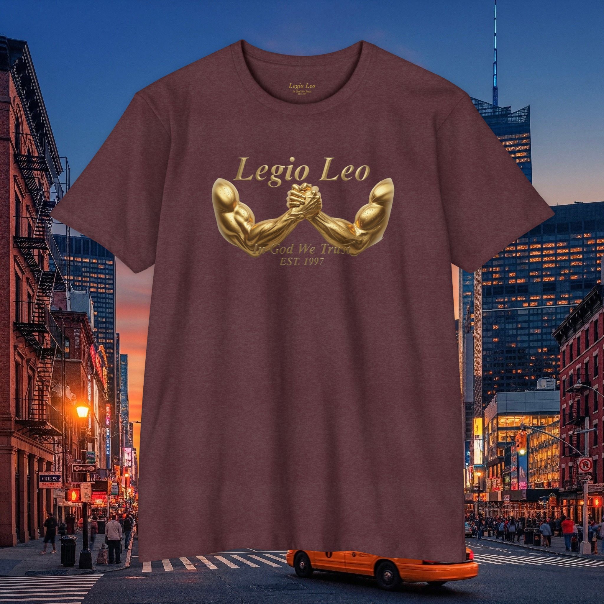 Legio Leo Strength T-Shirt — 'Legio Leo' Gold Arm Wrestling Design