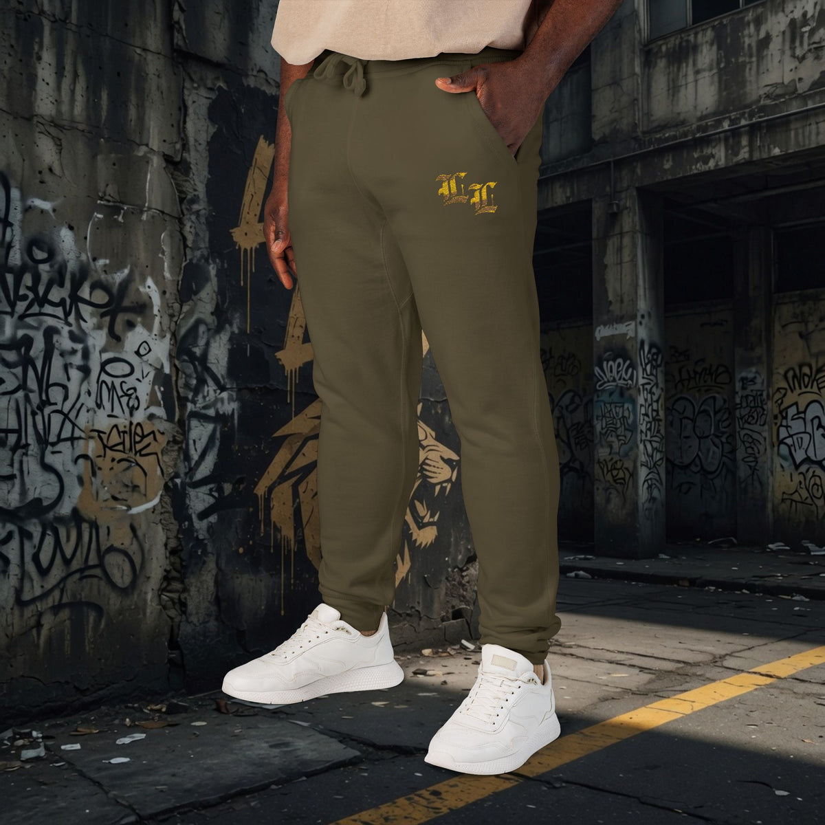 Legio Leo Embroidered Streetwear Fleece Sweatpants