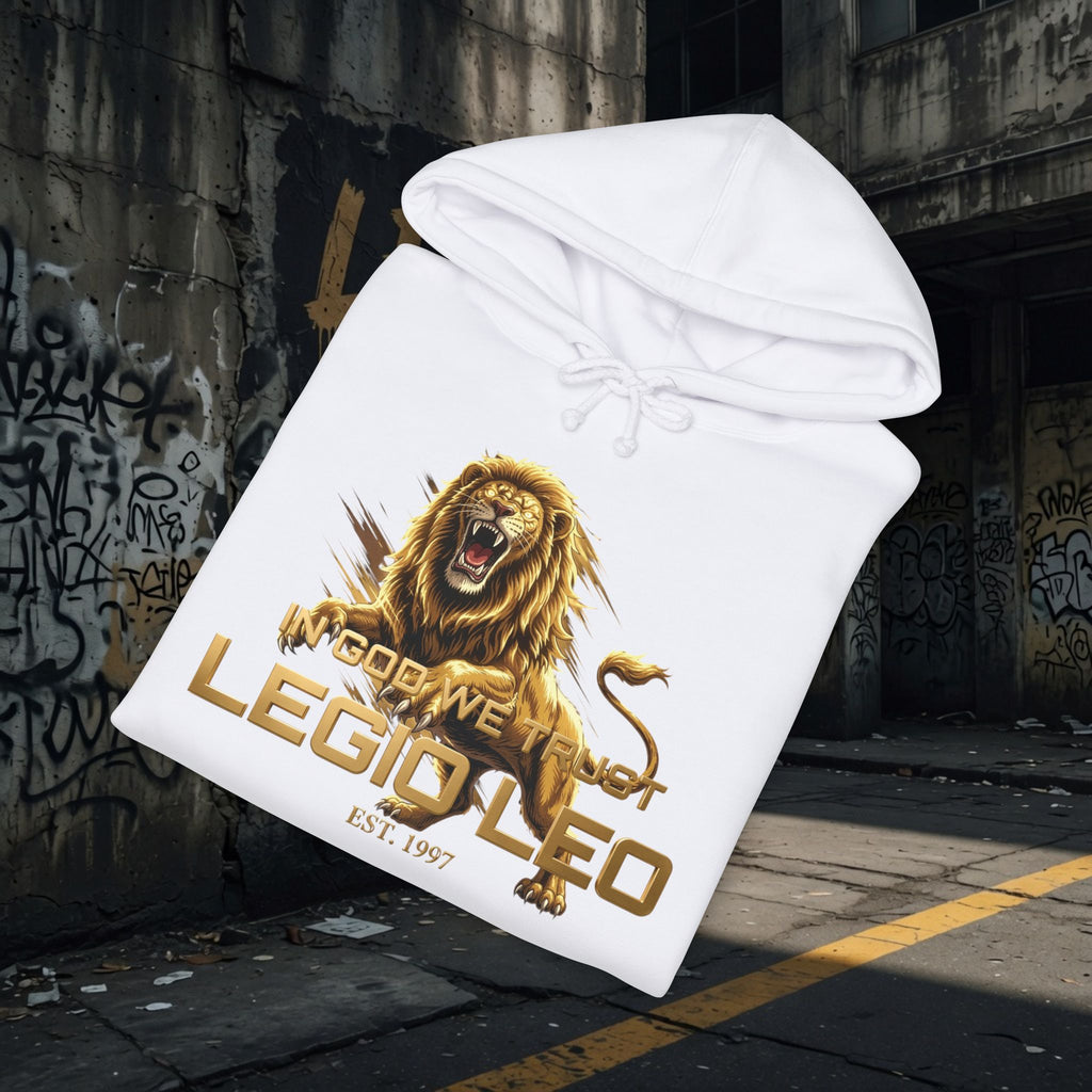 Heavyweight Hooded Sweatshirt | Bold LION & IN GOD WE TRUST